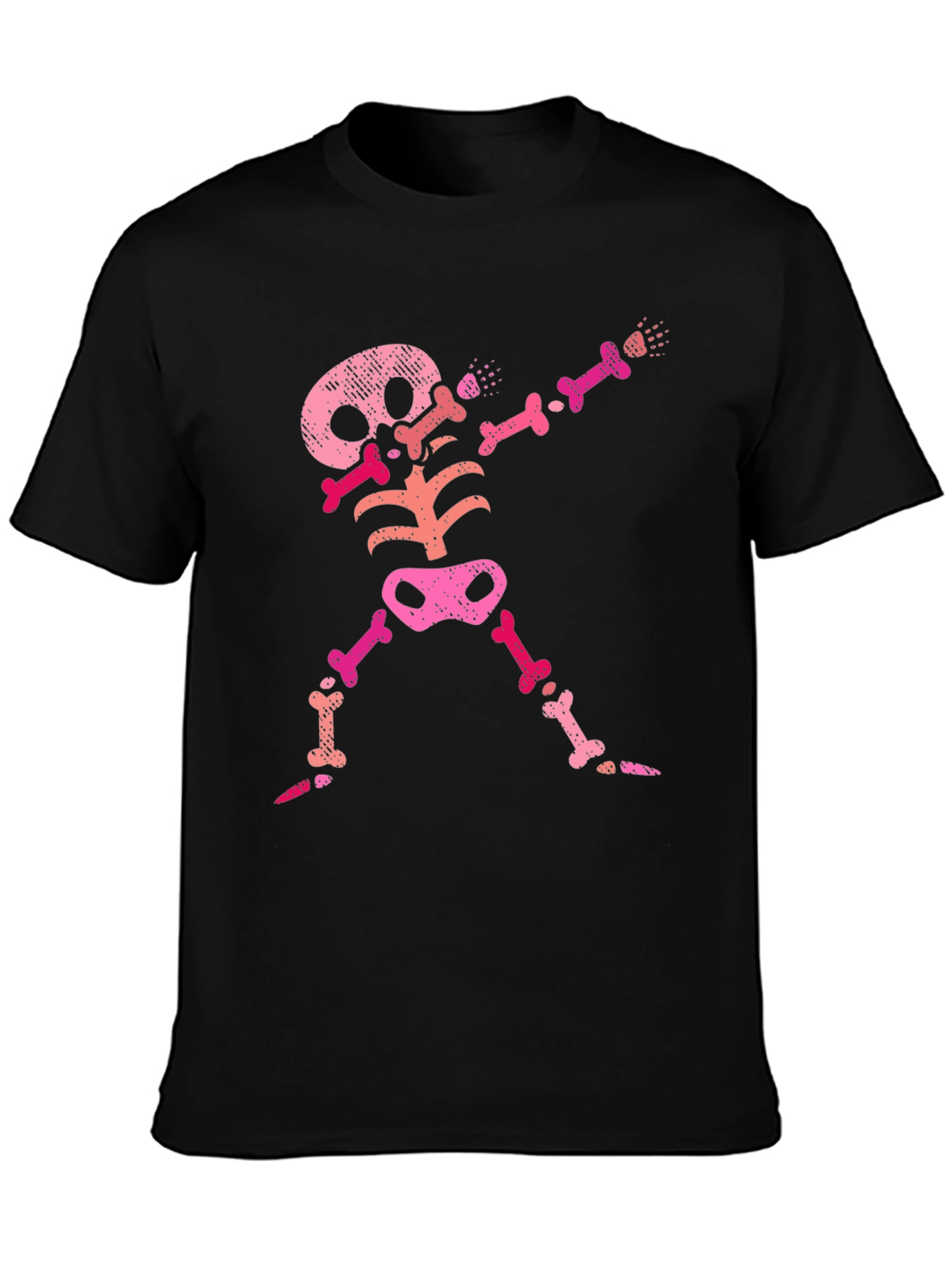 Black Pink Skeleton Dab Black T-Shirt view 3
