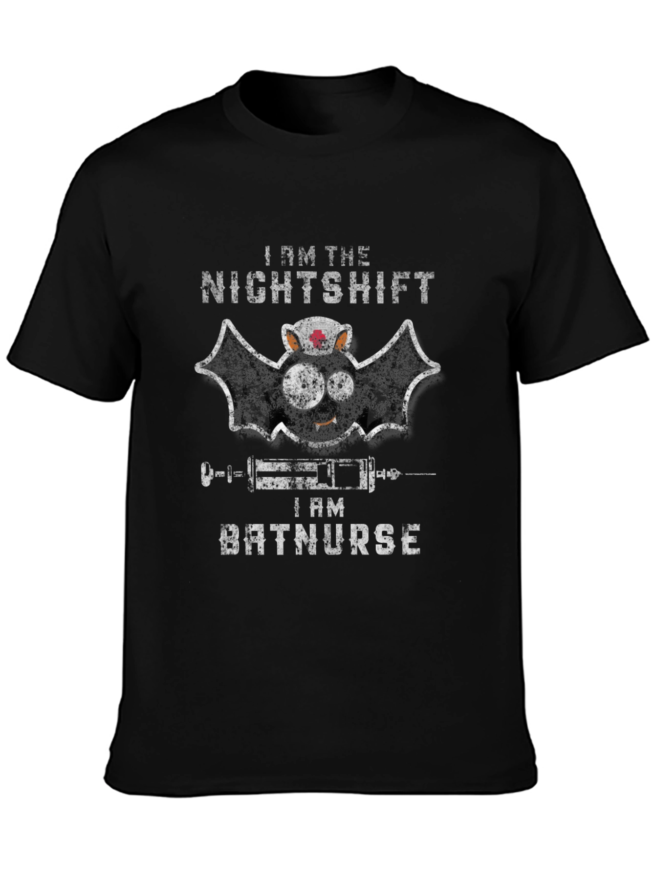 Black Nightshift Batnurse Graphic Tee - Halloween Nurse Shirt view 3