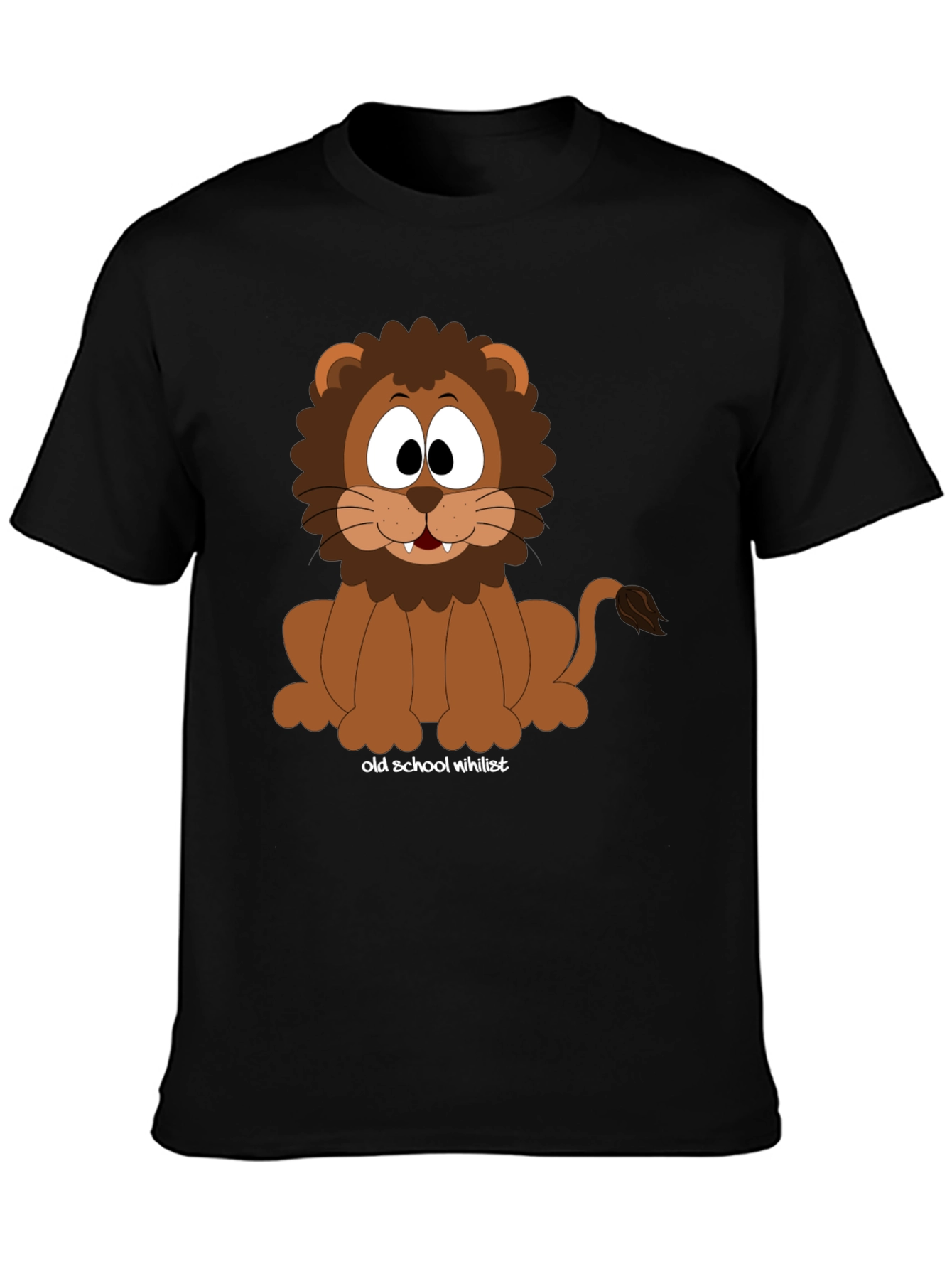 Black Cartoon Lion T-Shirt - Old School Nihilist view 3