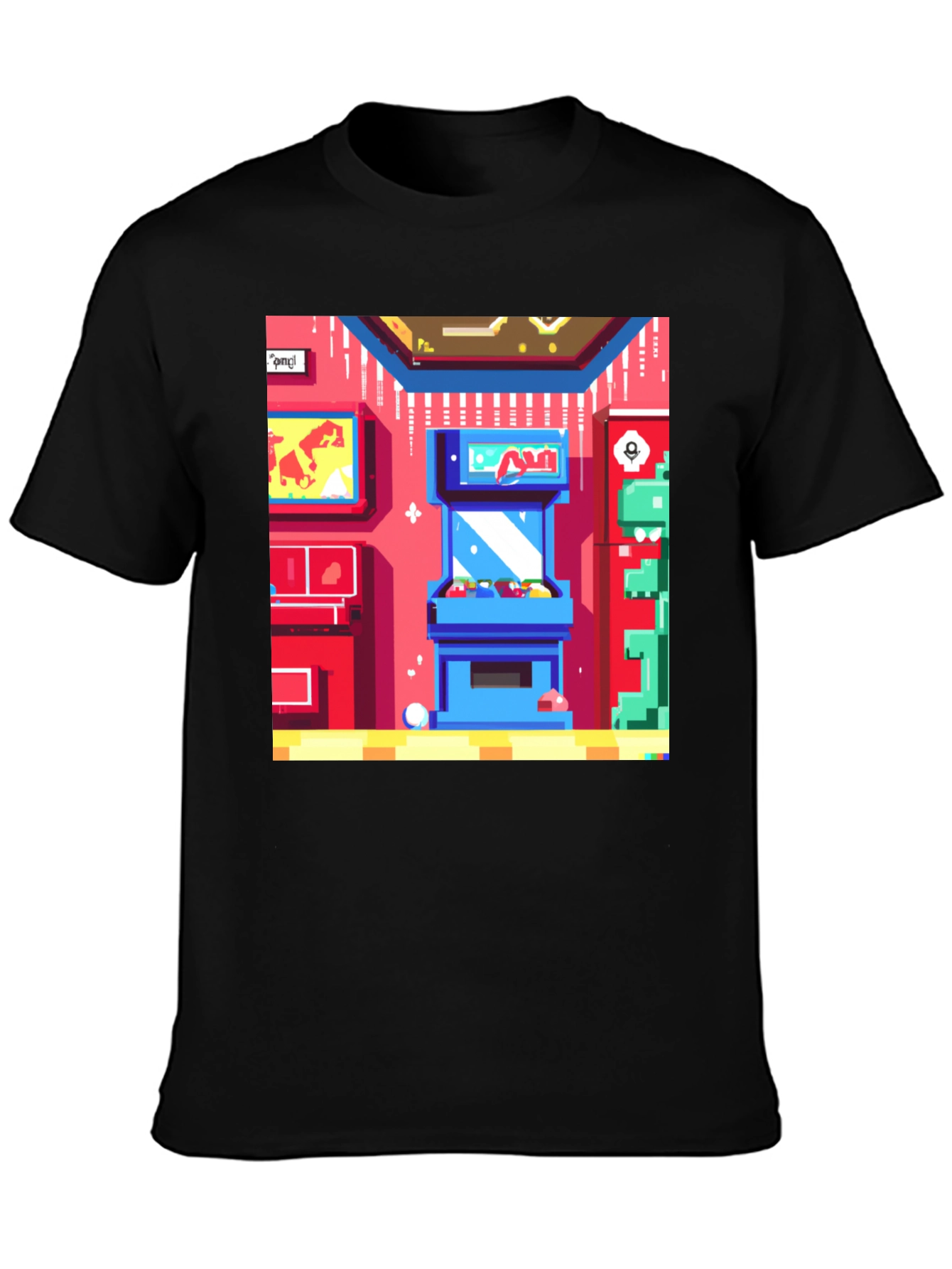 Black Retro Arcade Gamer T-Shirt - Black Cotton Tee view 3