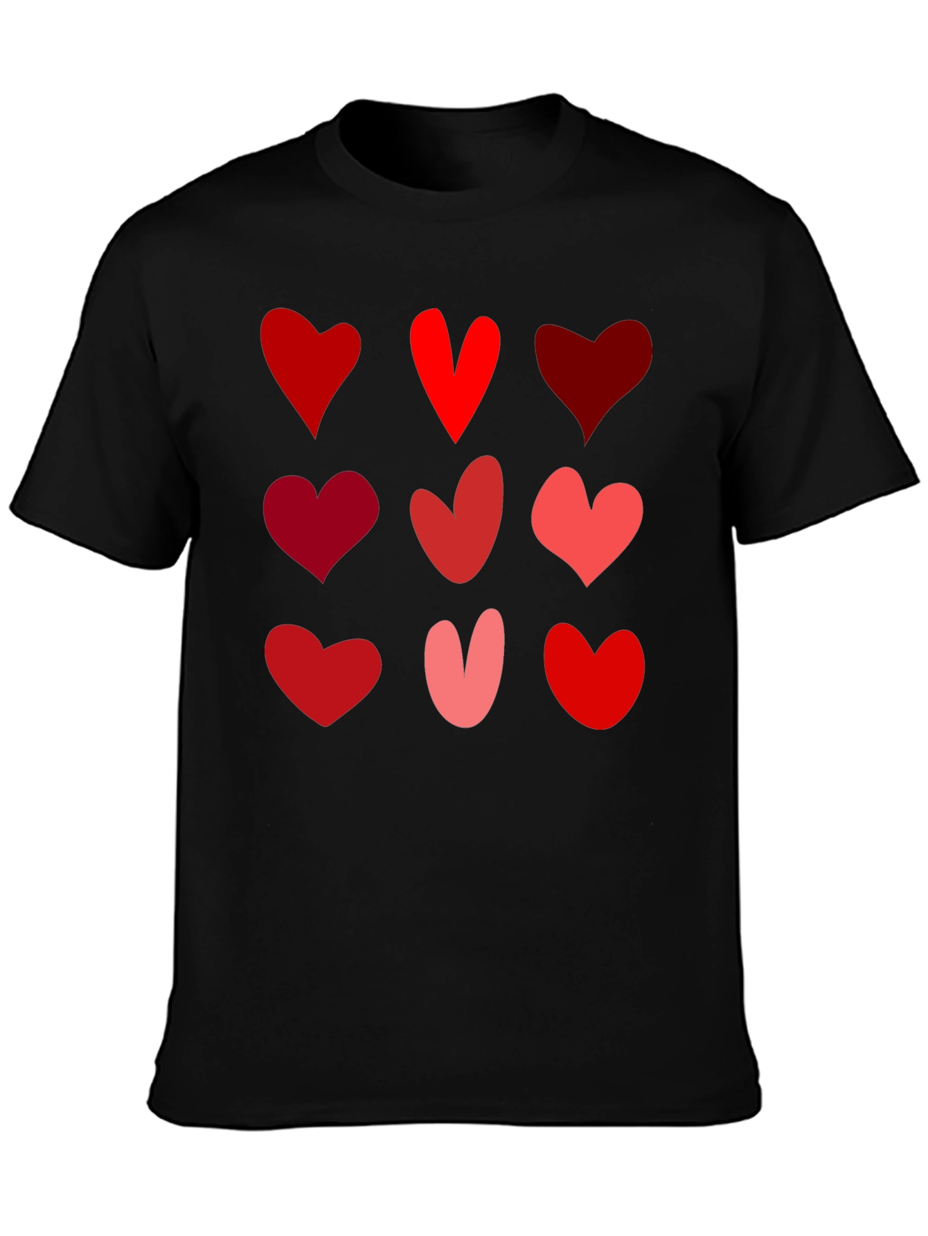 Black Heart Pattern Black T-Shirt view 3