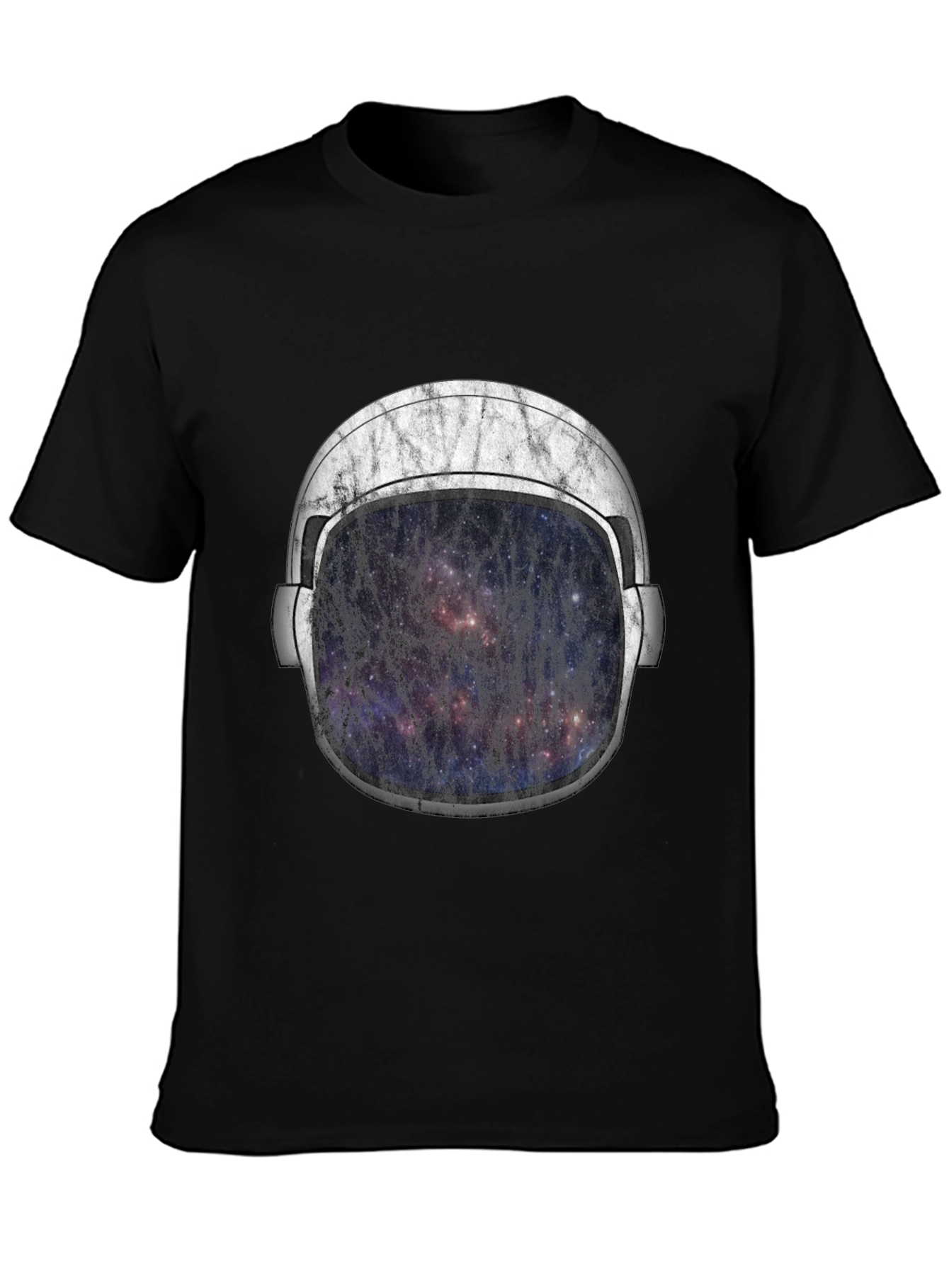 Black Astronaut Helmet Graphic T-Shirt - Galaxy Design view 3