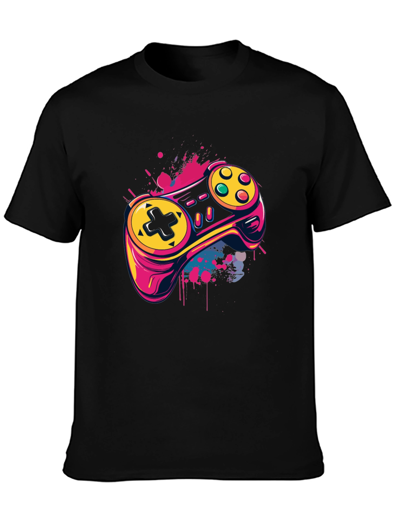 Black Gaming Controller T-Shirt - Cool Graphic Tee view 3