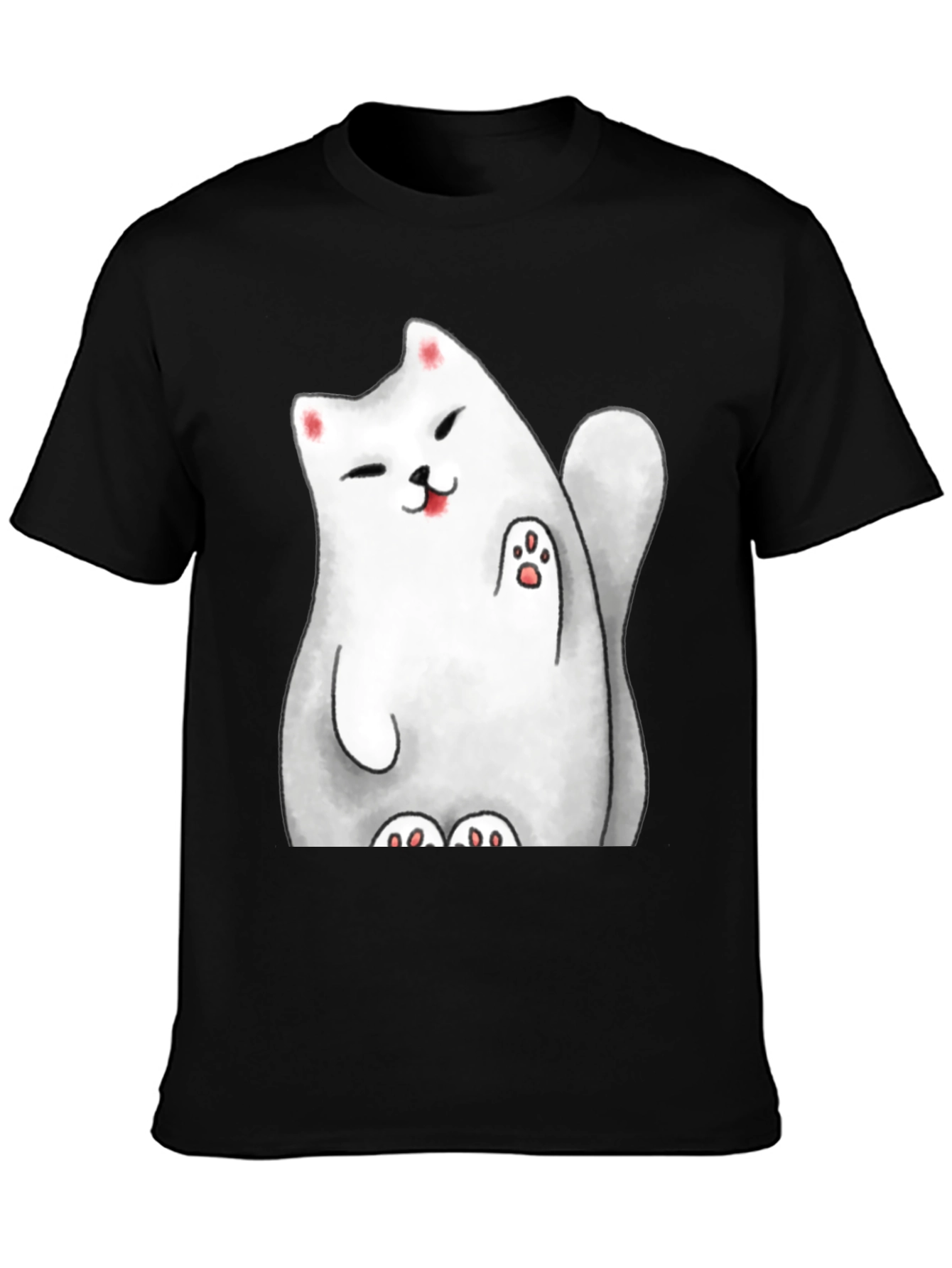 Black Lucky Cat Graphic Tee - Cute Cartoon Style view 3
