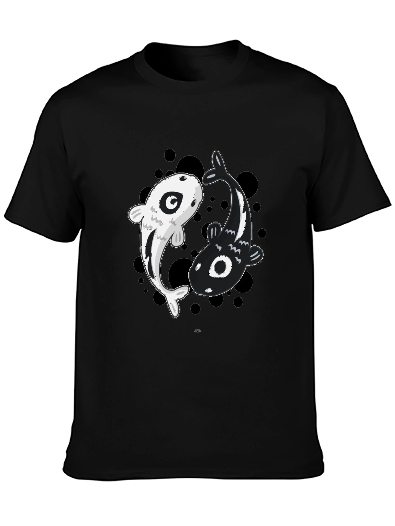 Black Yin Yang Koi Fish Graphic Tee - Black view 3