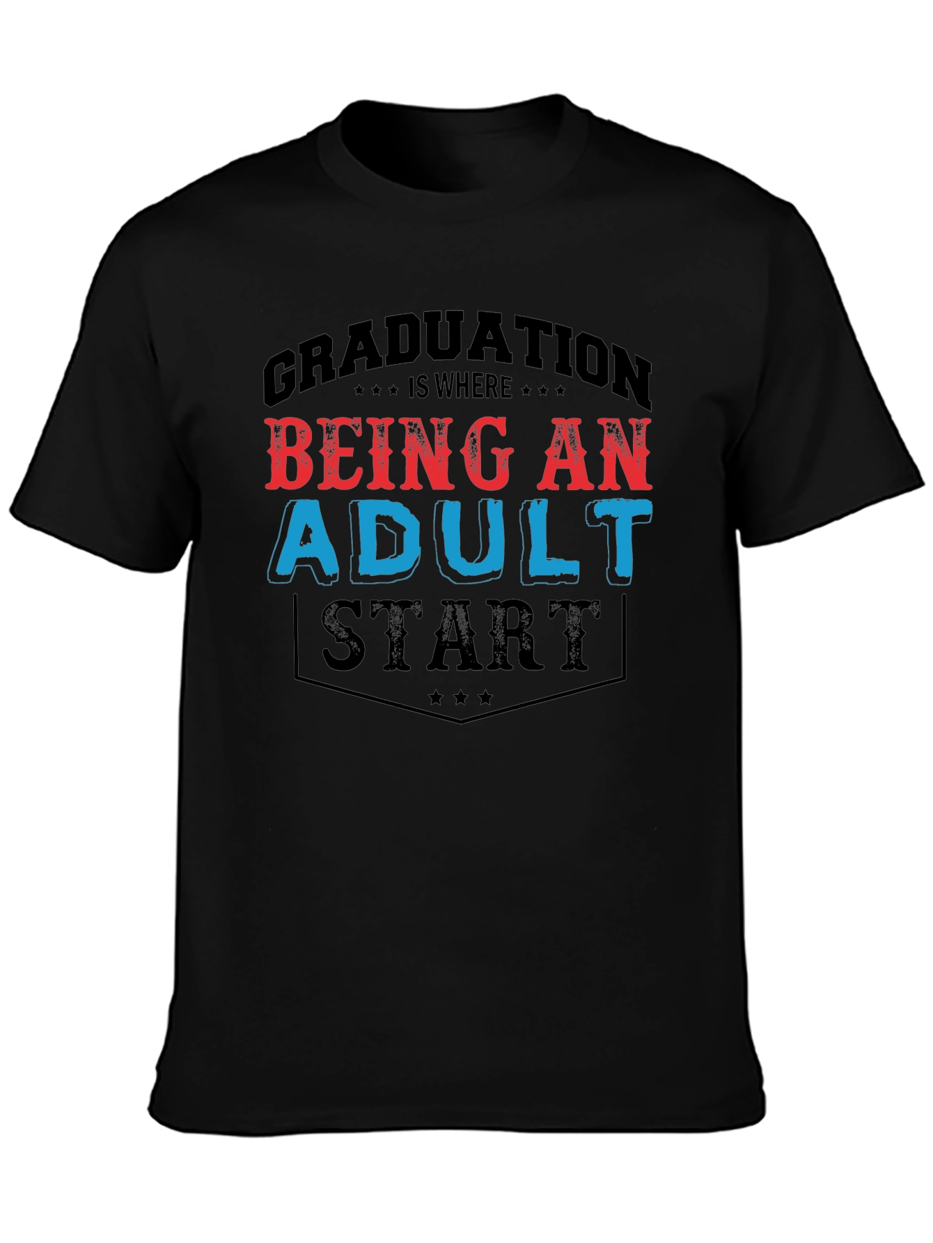 Black Graduation Adult Start Graphic Tee view 3
