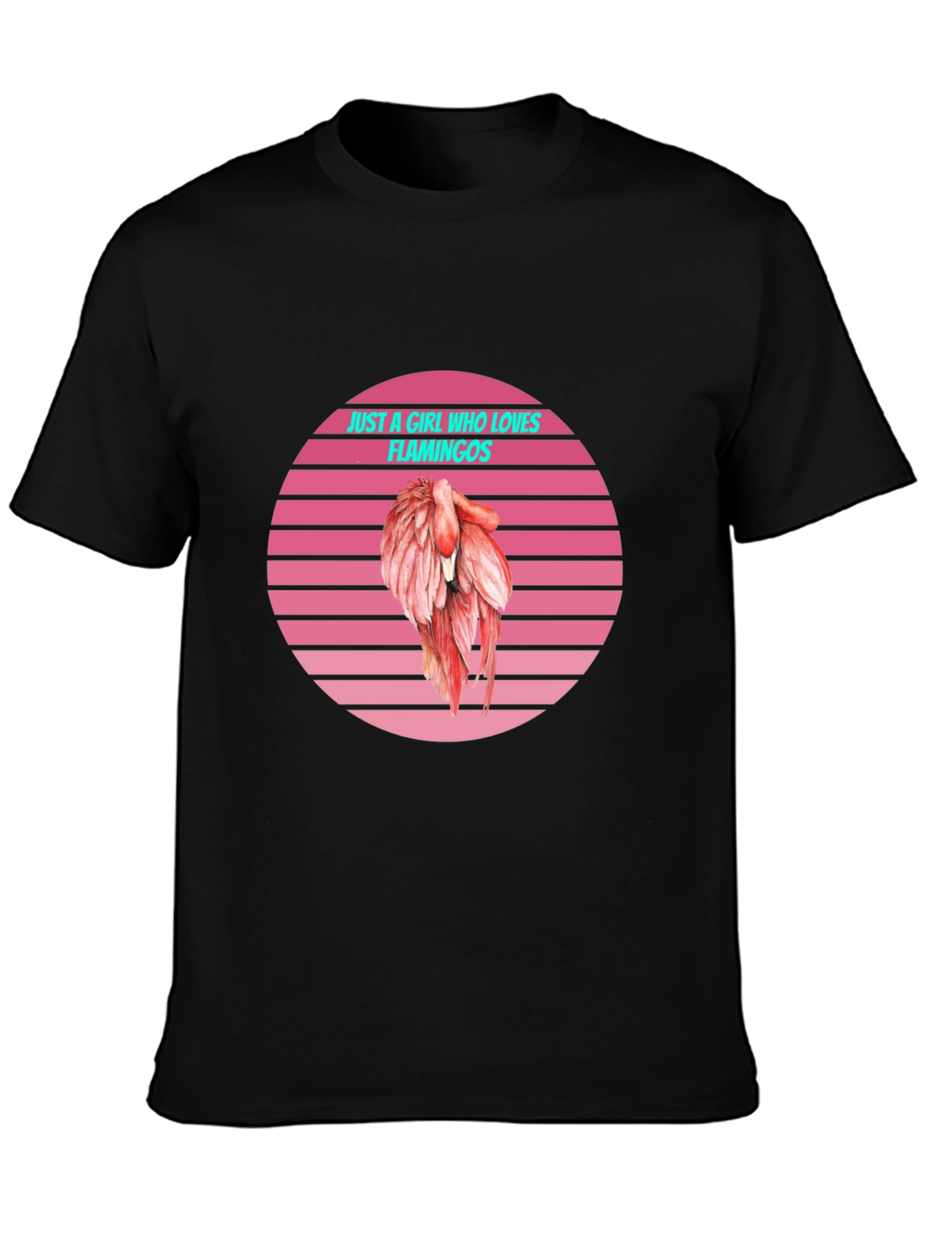 Black Just a Girl Who Loves Flamingos T-Shirt view 3