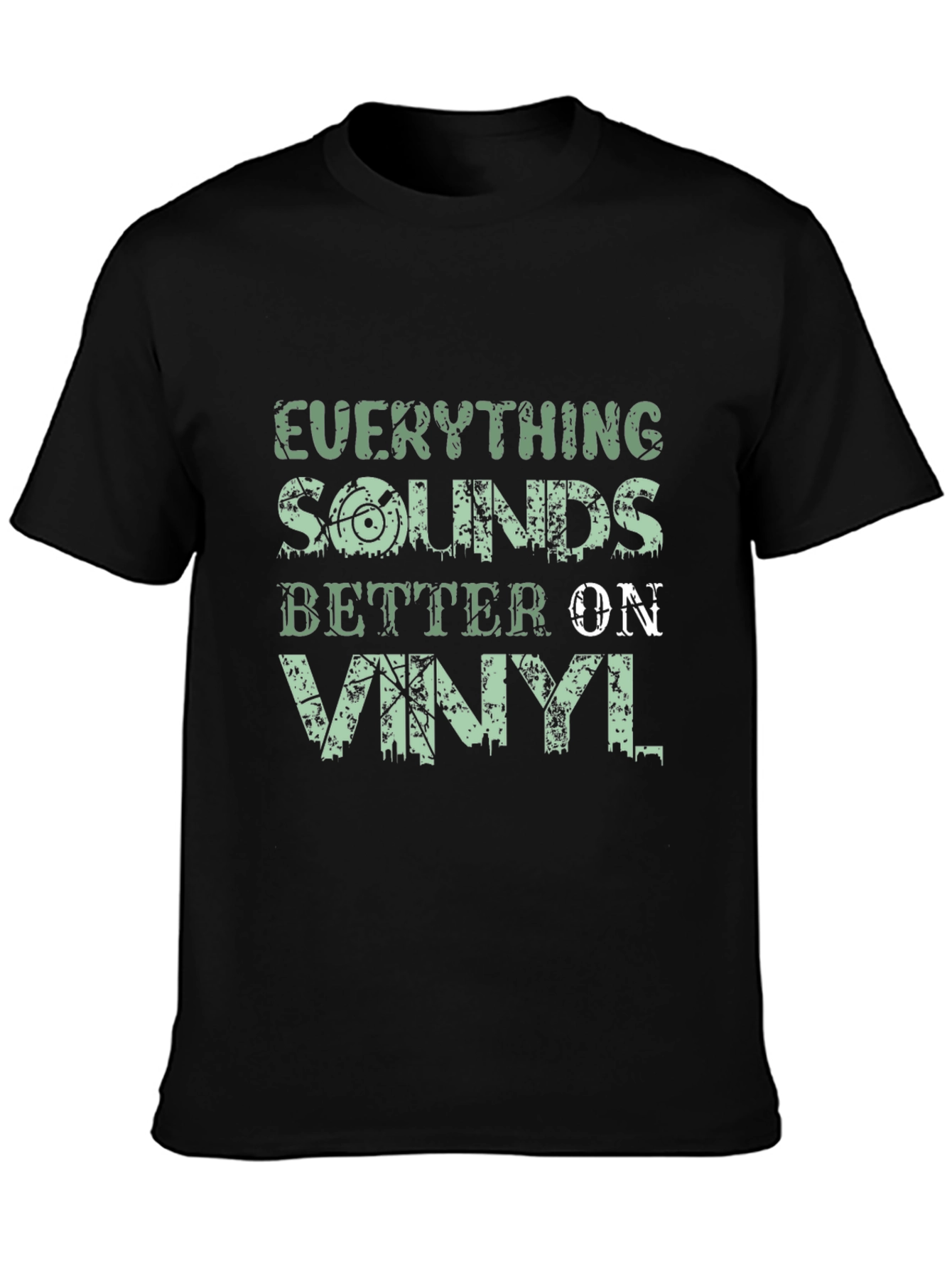 Black Everything Sounds Better on Vinyl T-Shirt view 3