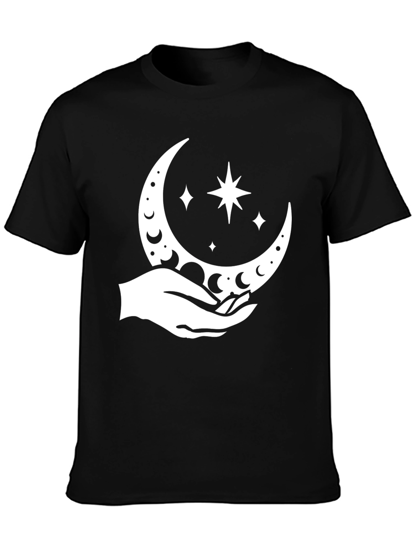 Black Celestial Hand Graphic Tee - Black Cotton Blend view 3