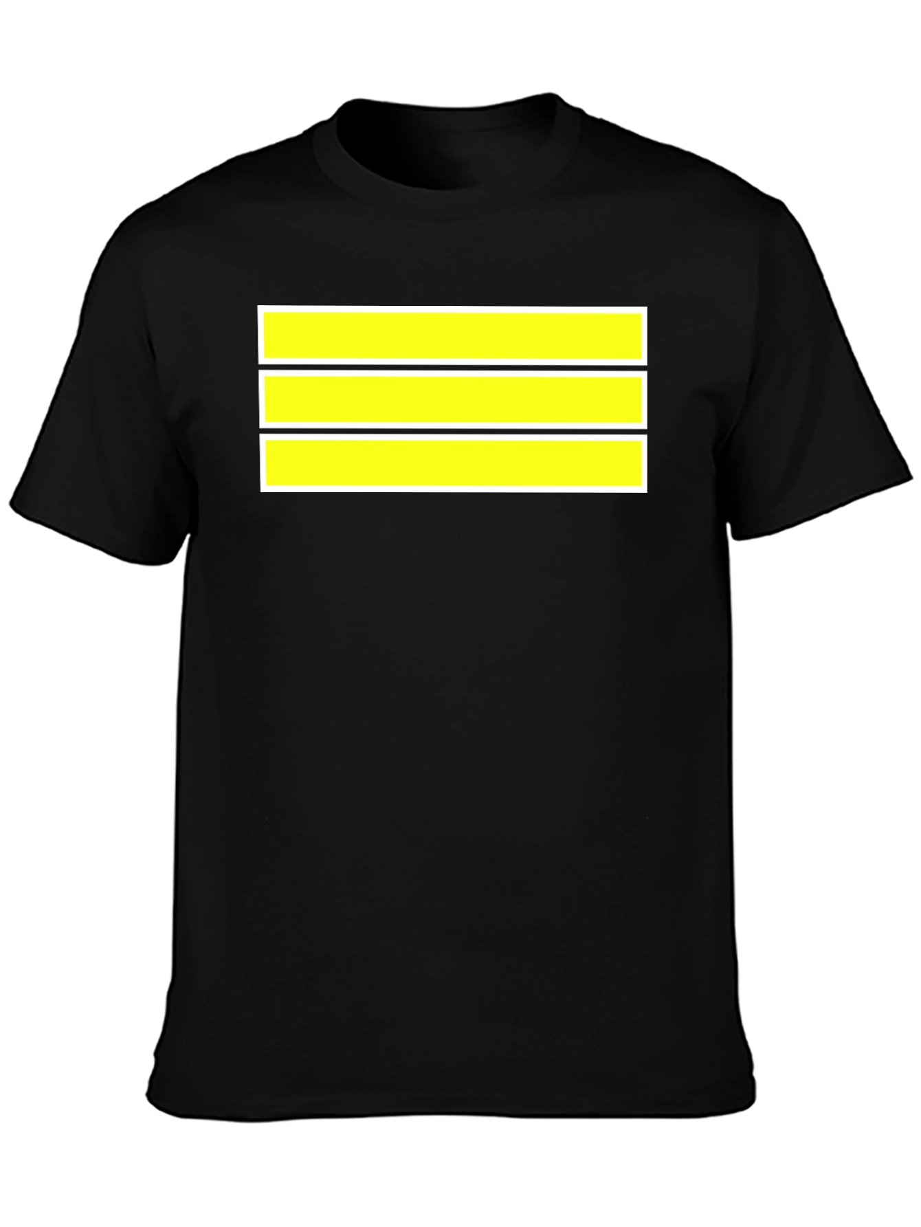 Black Striped Graphic Tee - Bold Yellow Bands on Black Cotton view 3