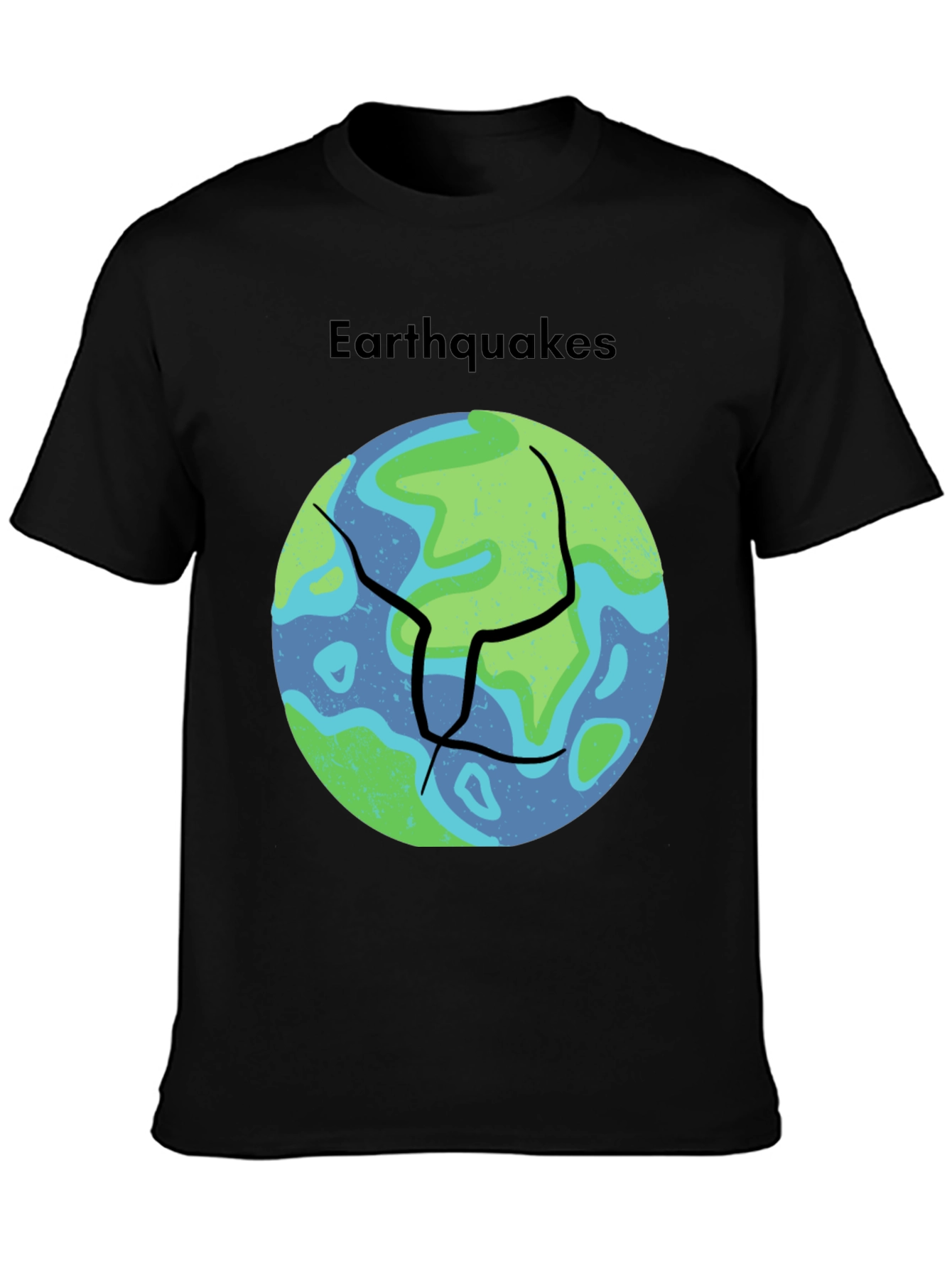 Black Earthquakes Graphic Tee - Black Crew Neck T-Shirt view 3