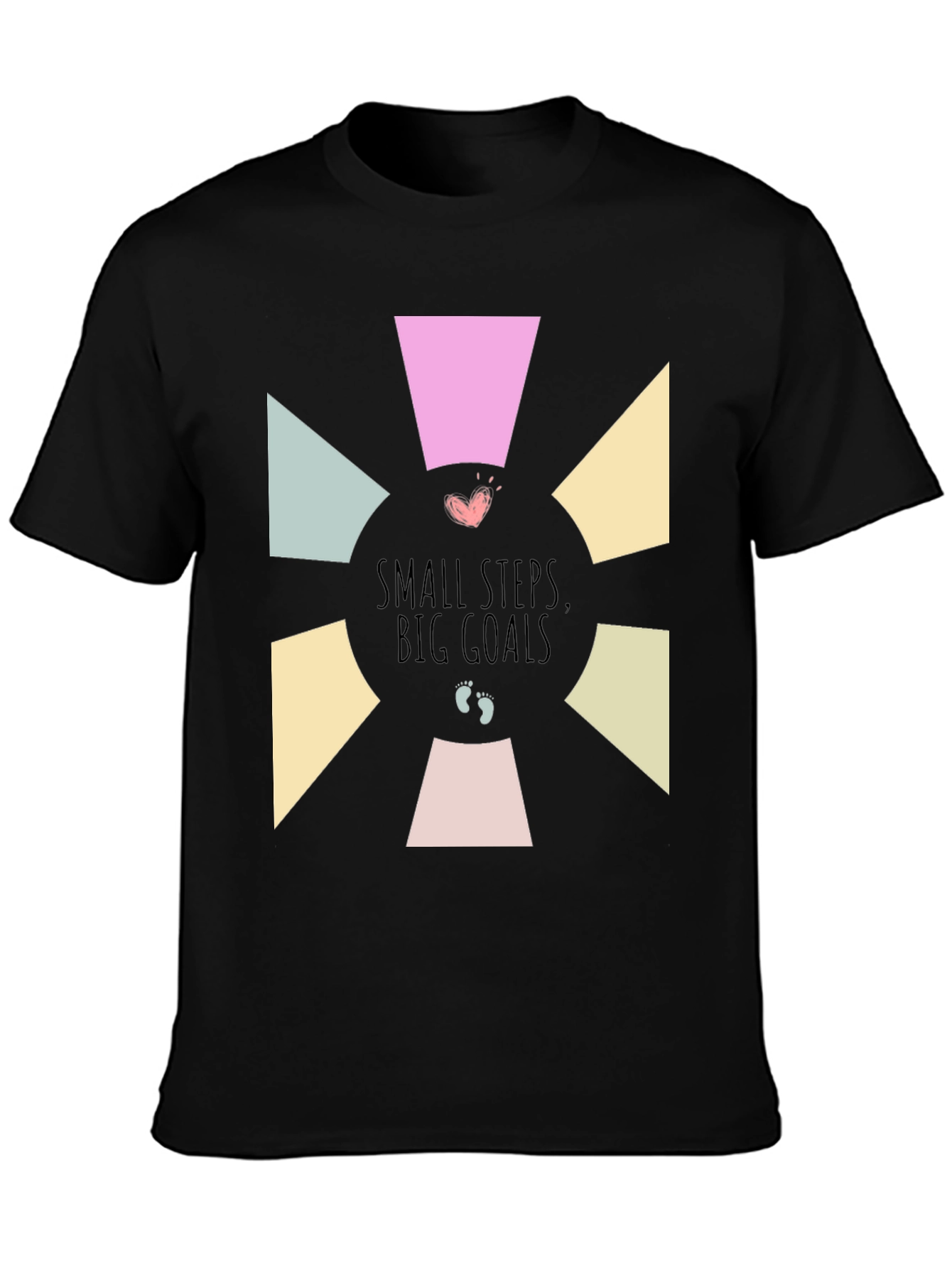 Black Small Steps Big Goals Graphic Tee view 3