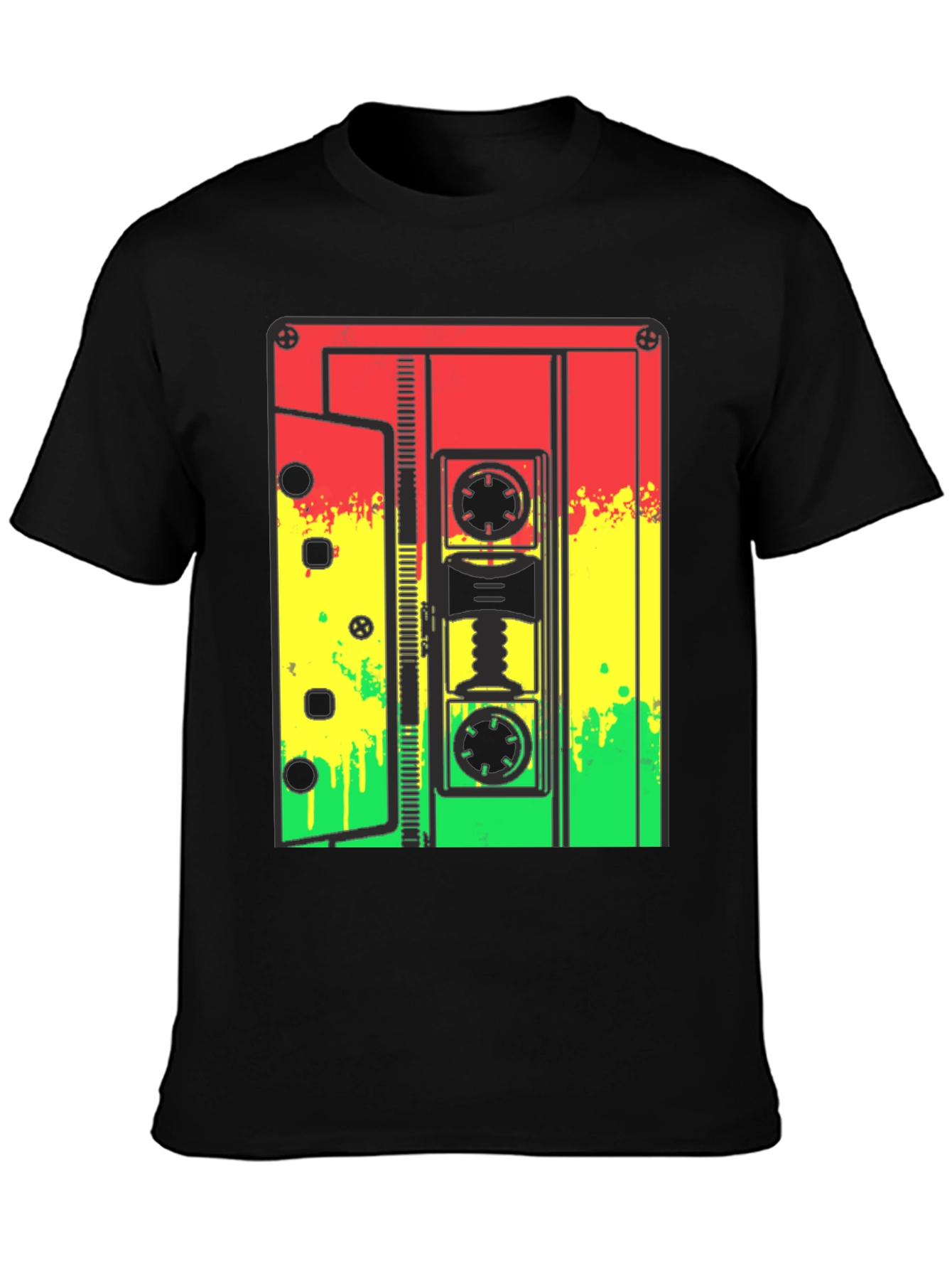 Black Rasta Cassette Tape Graphic Tee view 3