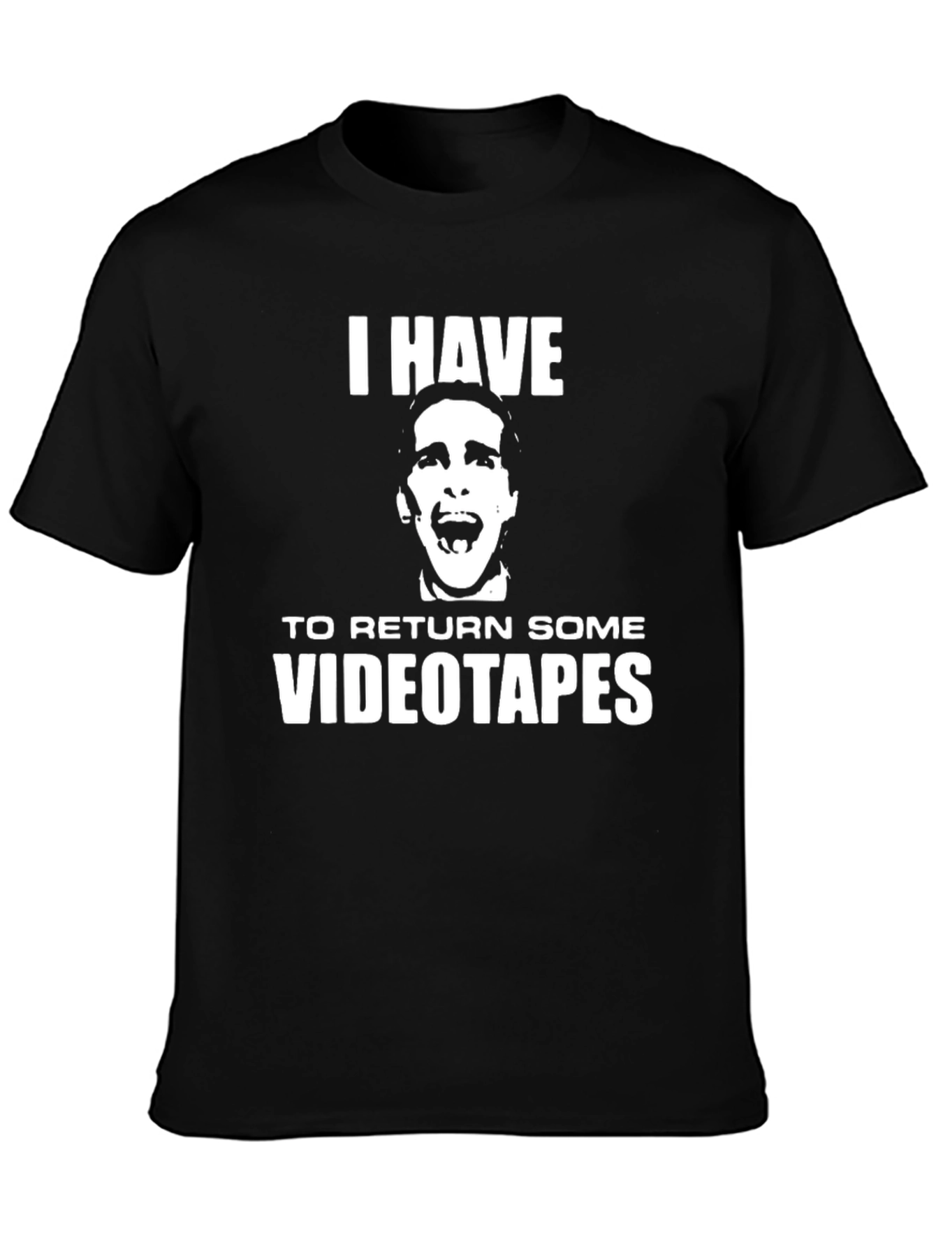 Black I Have to Return Some Videotapes Black T-Shirt view 3