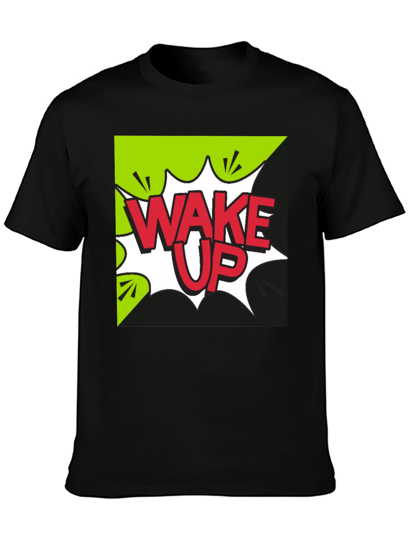 Black Wake Up Graphic Tee - Black Cotton T-Shirt view 3