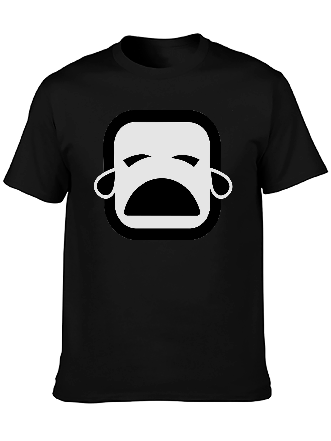 Black Sad Emoji Black T-Shirt - Unisex Graphic Tee view 3