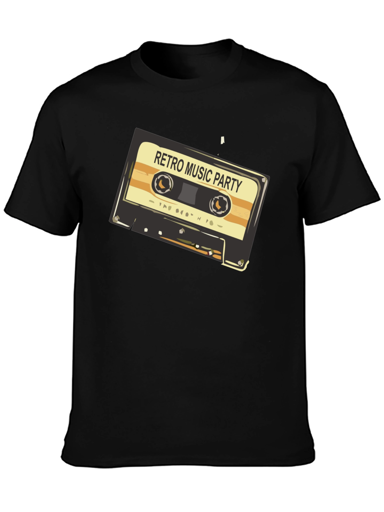 Black Retro Music Party Graphic Tee - Vintage Cassette Design view 3
