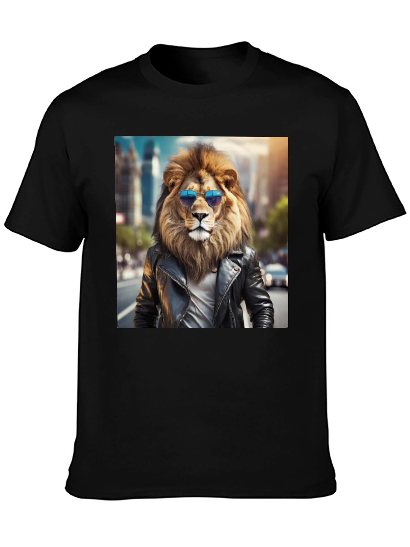 Black Cool Lion Graphic Tee - Street Style view 3