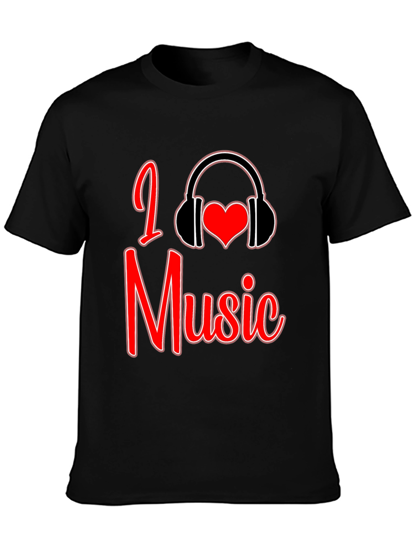 Black I Love Music Graphic T-Shirt view 3