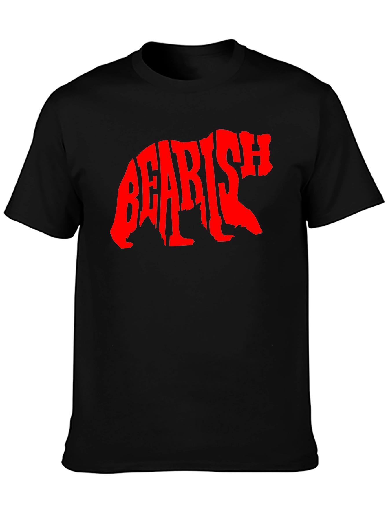 Black Bearish Graphic Tee - Black Cotton T-Shirt view 3
