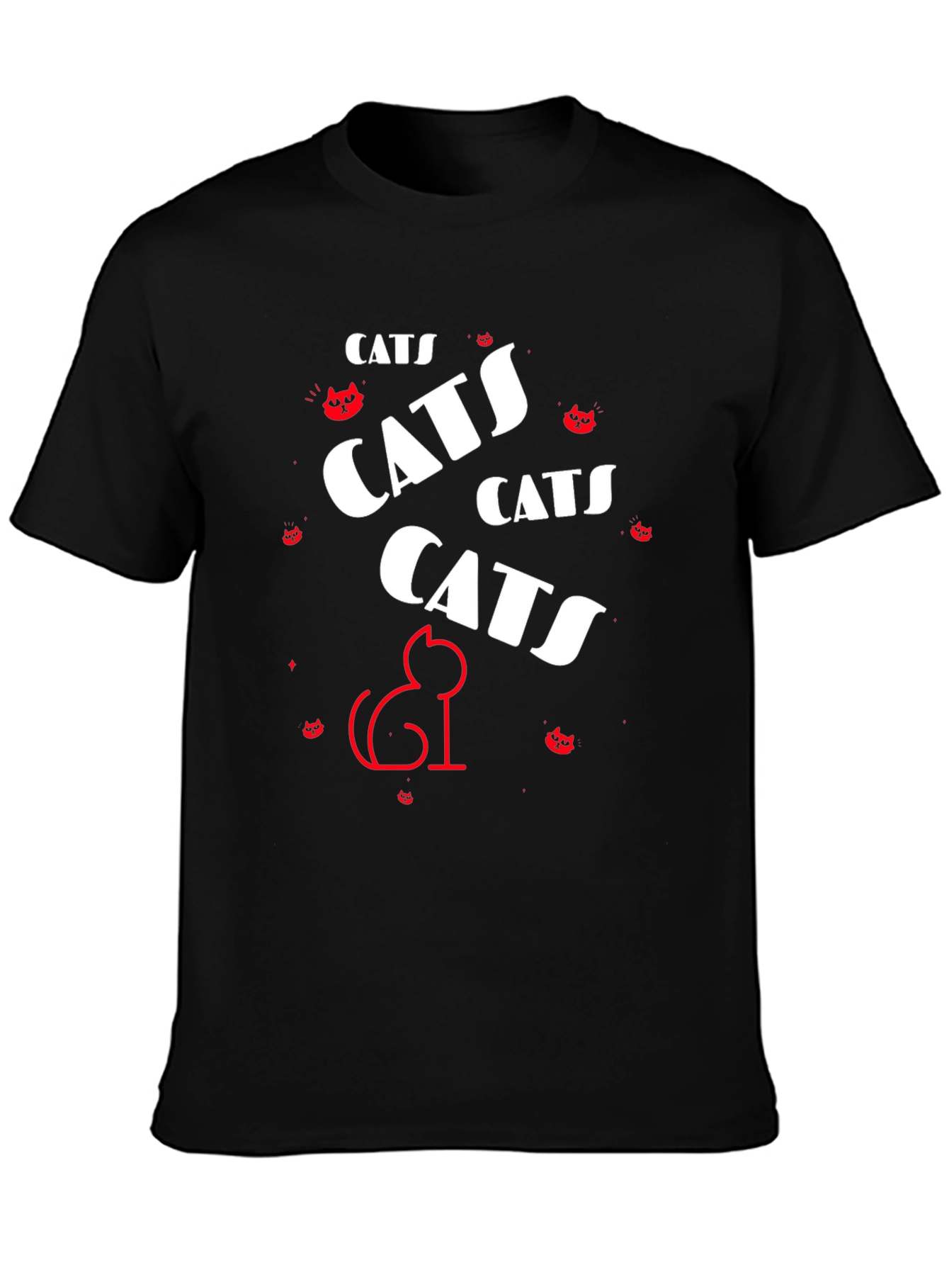 Black Cats Graphic Tee - Black Cotton T-Shirt view 3