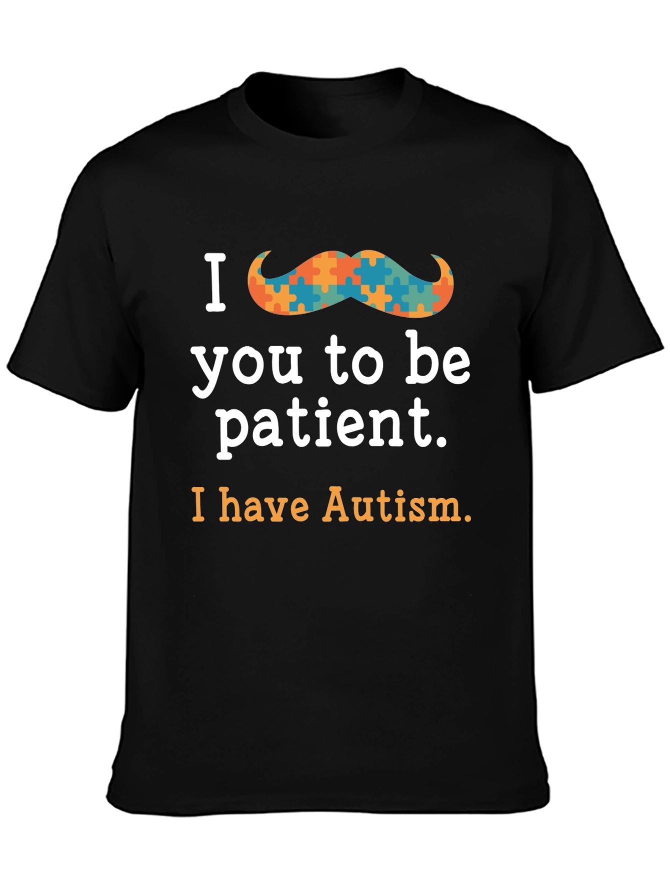 Black Autism Awareness Graphic Tee - Be Patient view 3