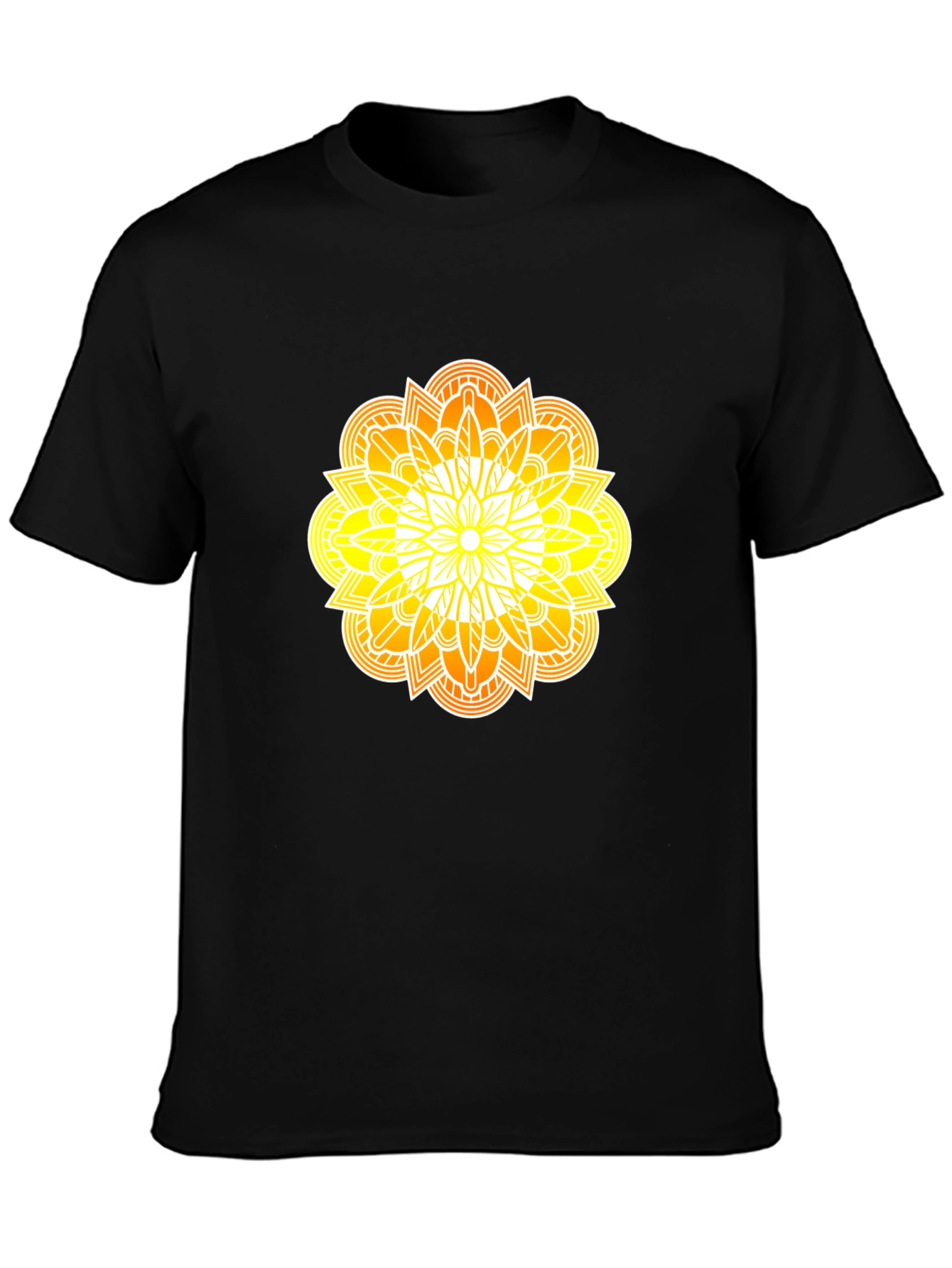 Black Radiant Mandala Graphic Black Tee view 3