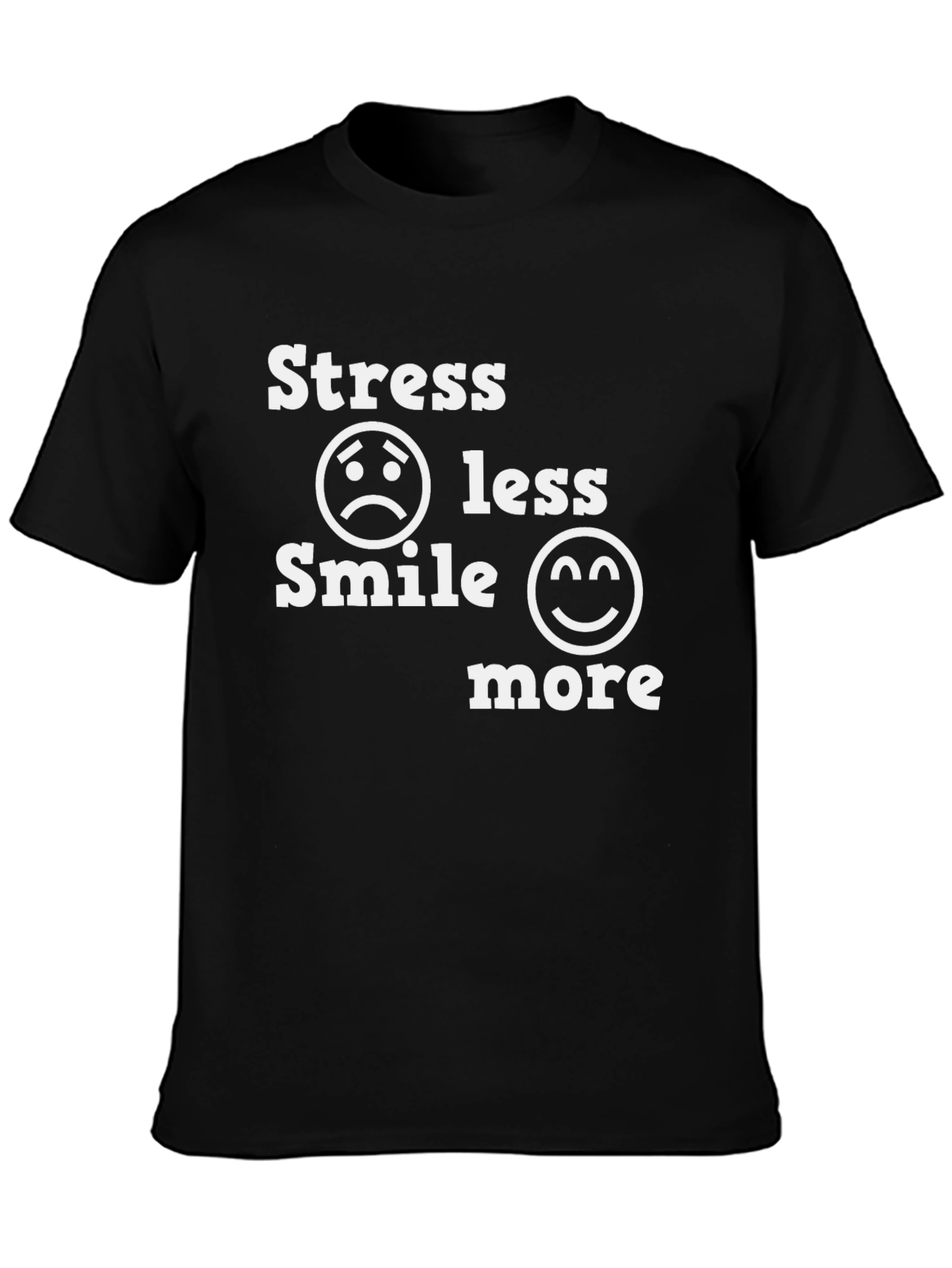 Black Stress Less Smile More Graphic T-Shirt view 3