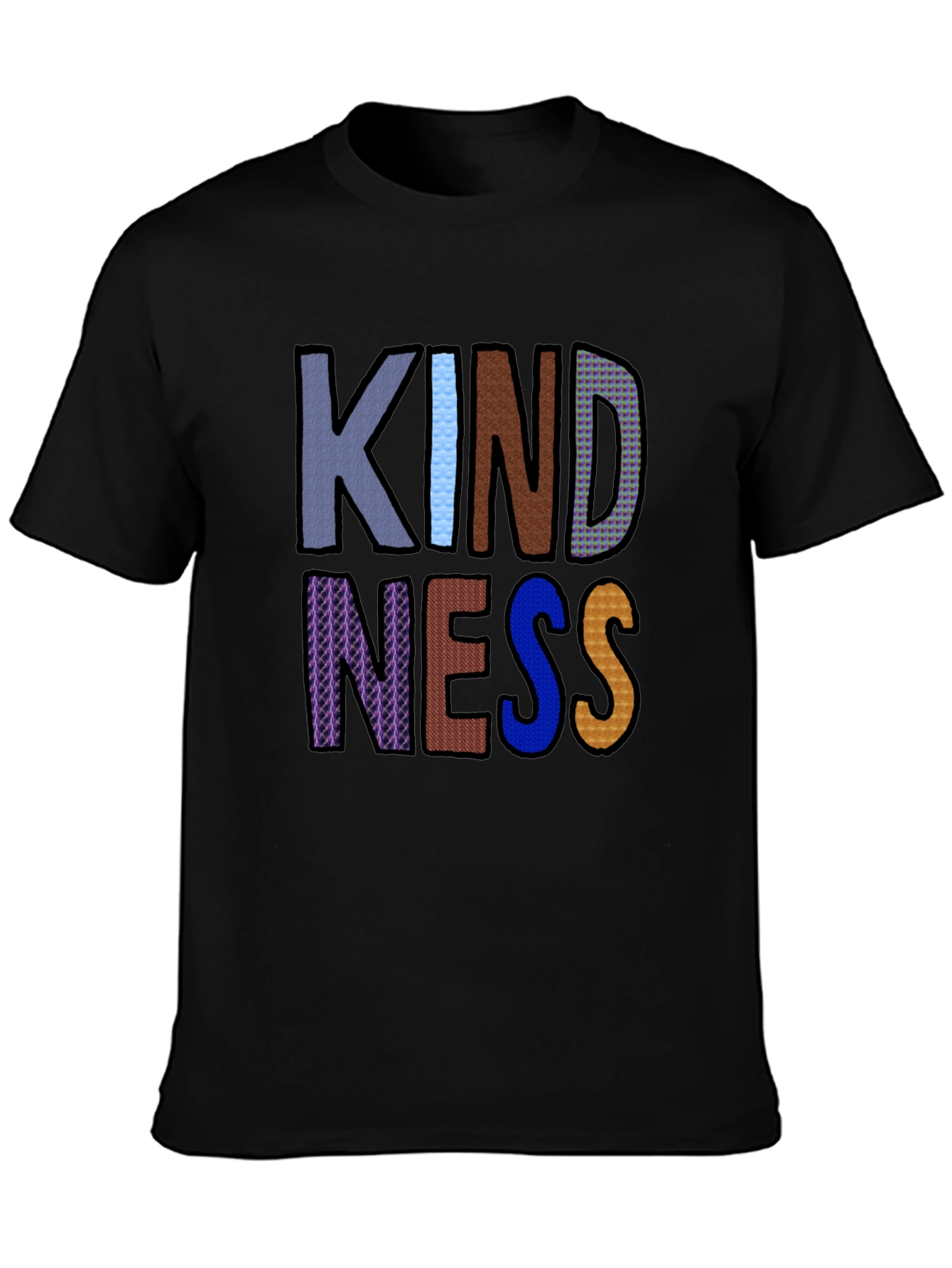 Black Kindness T-Shirt - Colorful Graphic Tee view 3