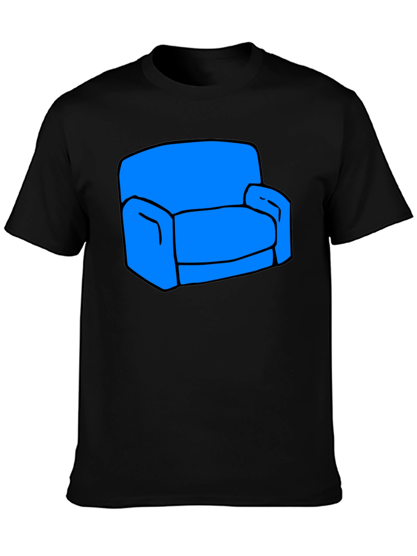 Black Novelty Couch Graphic T-Shirt - Black Cotton Tee view 3