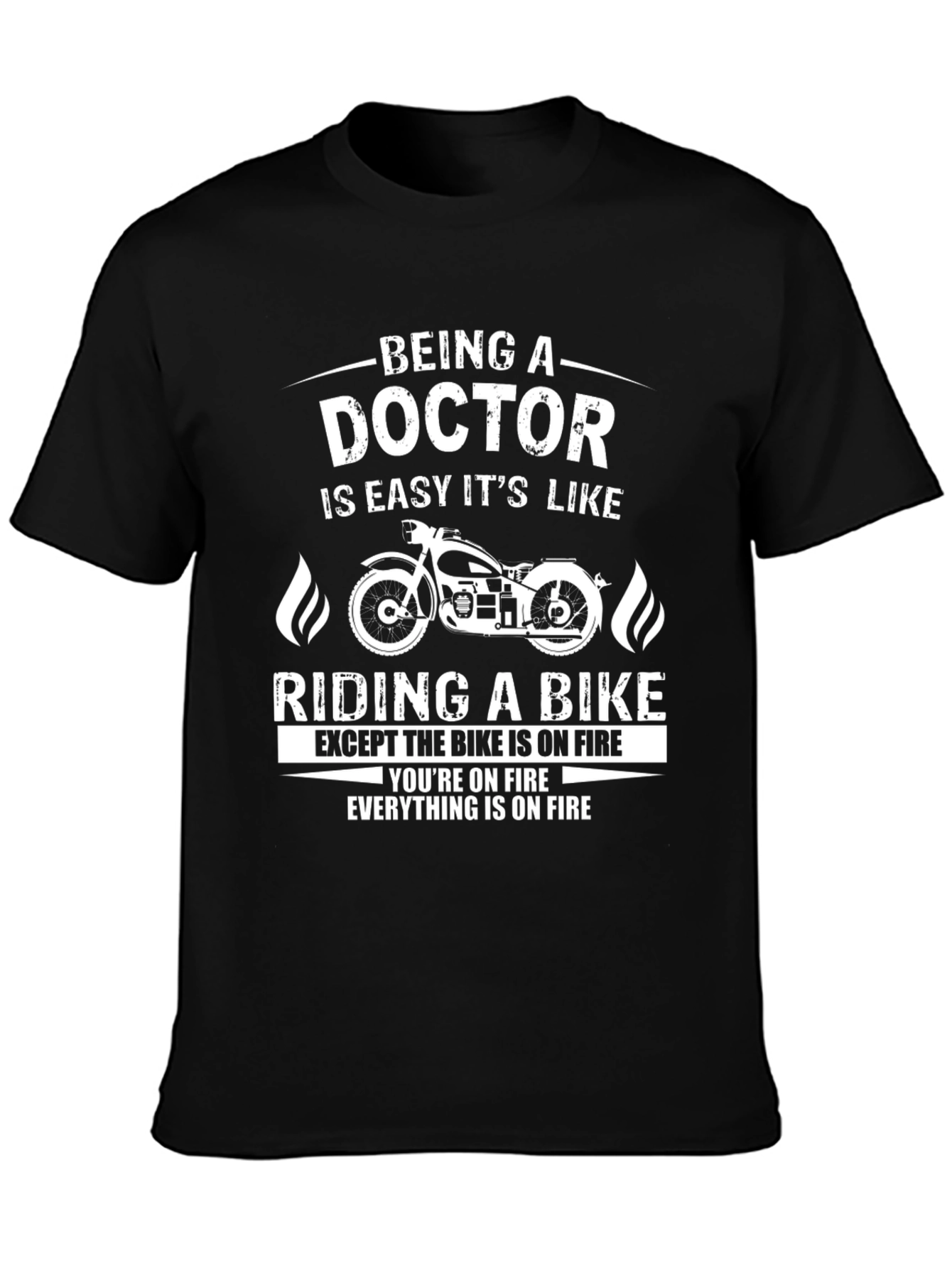 Black Doctor Bike On Fire T-Shirt view 3