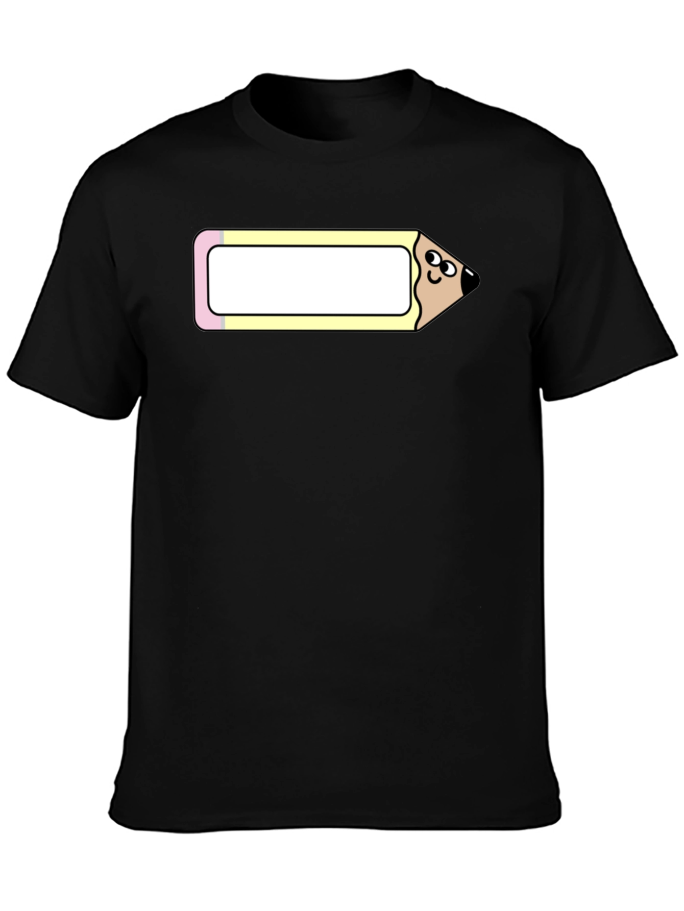 Black Funny Cartoon Pencil Graphic Tee view 3