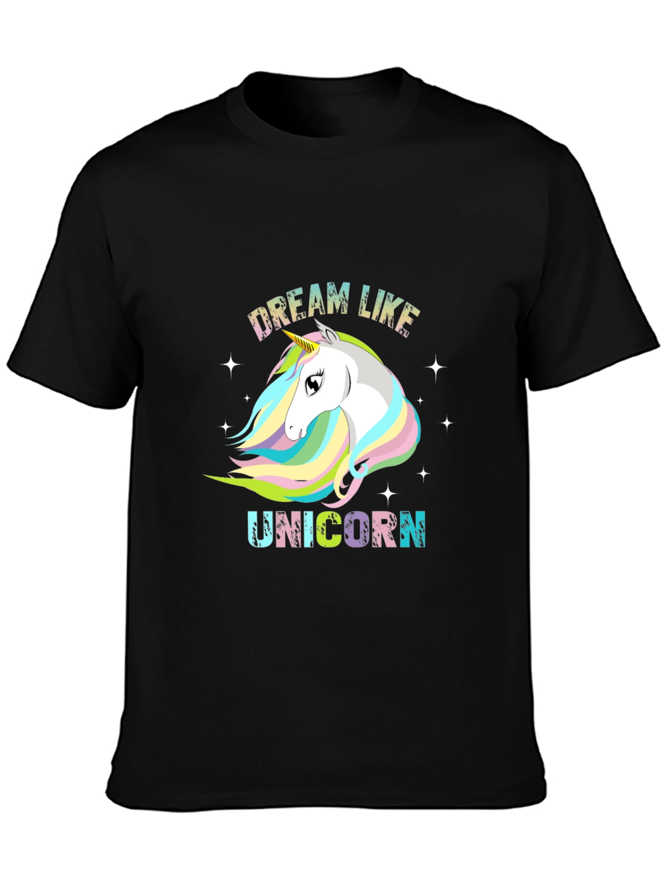 Black Dream Like Unicorn Black T-Shirt view 3