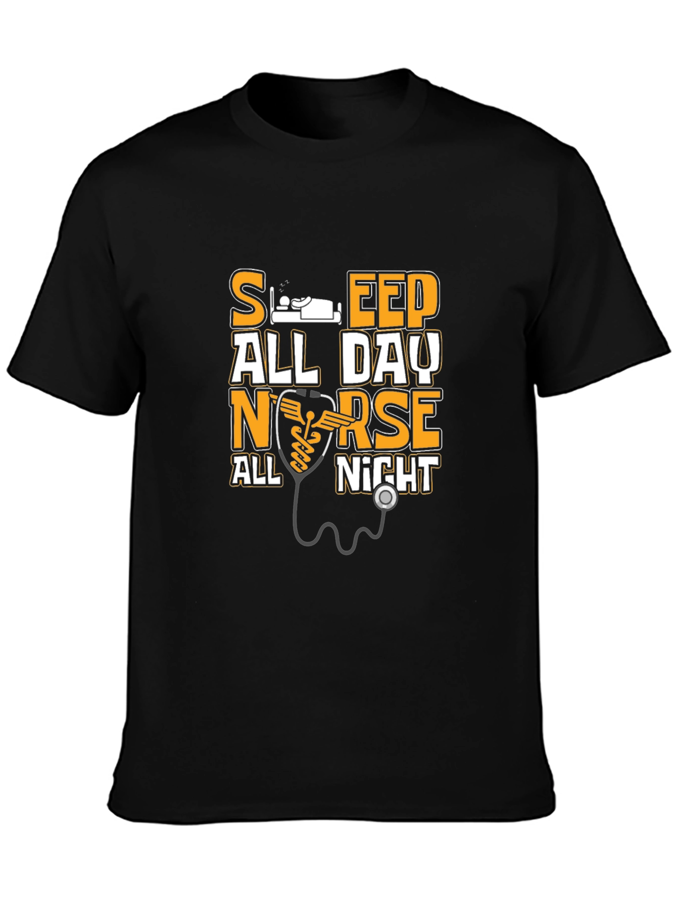 Black Sleep All Day Nurse All Night T-Shirt view 3