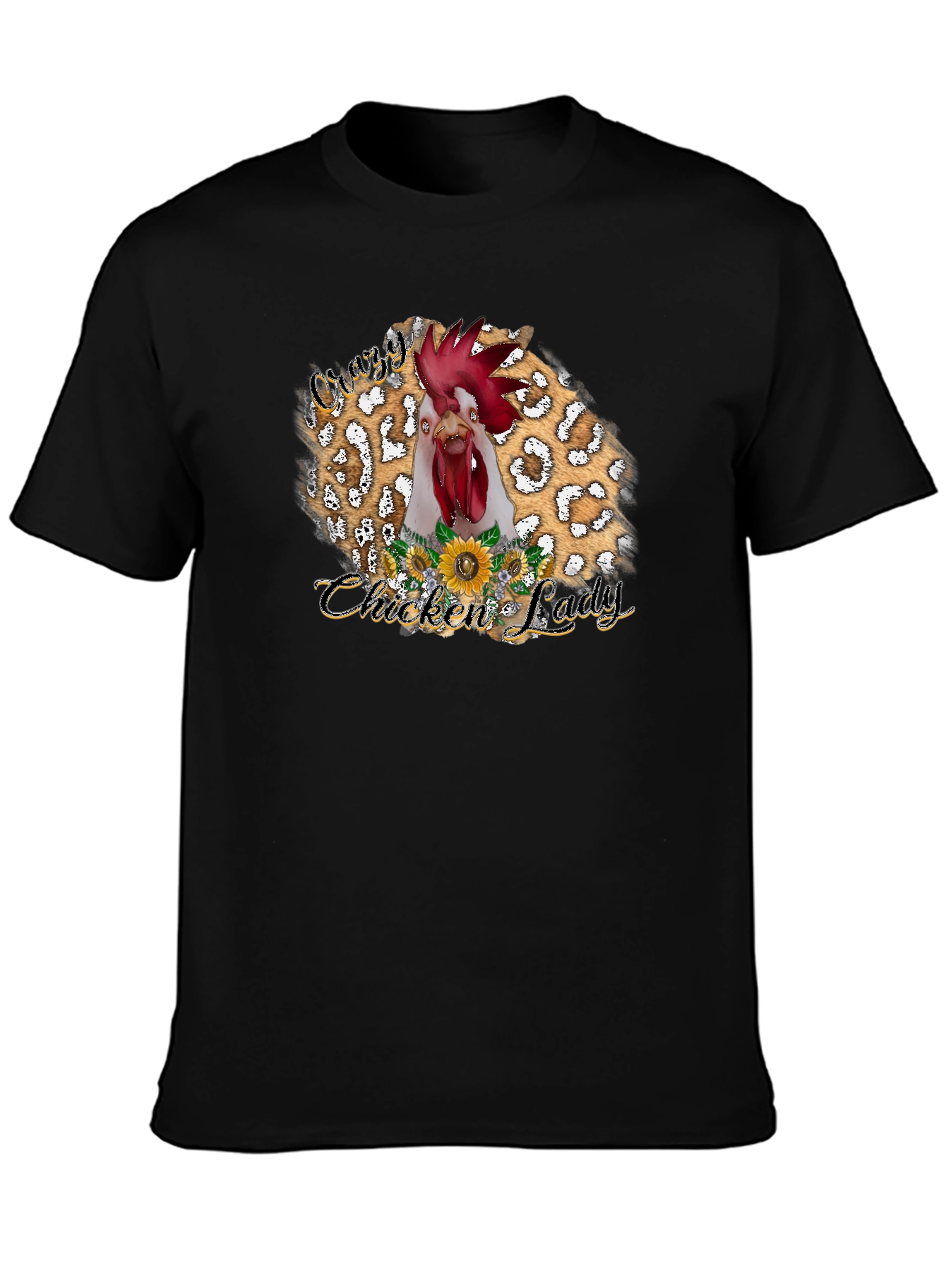 Black Crazy Chicken Lady T-Shirt view 3