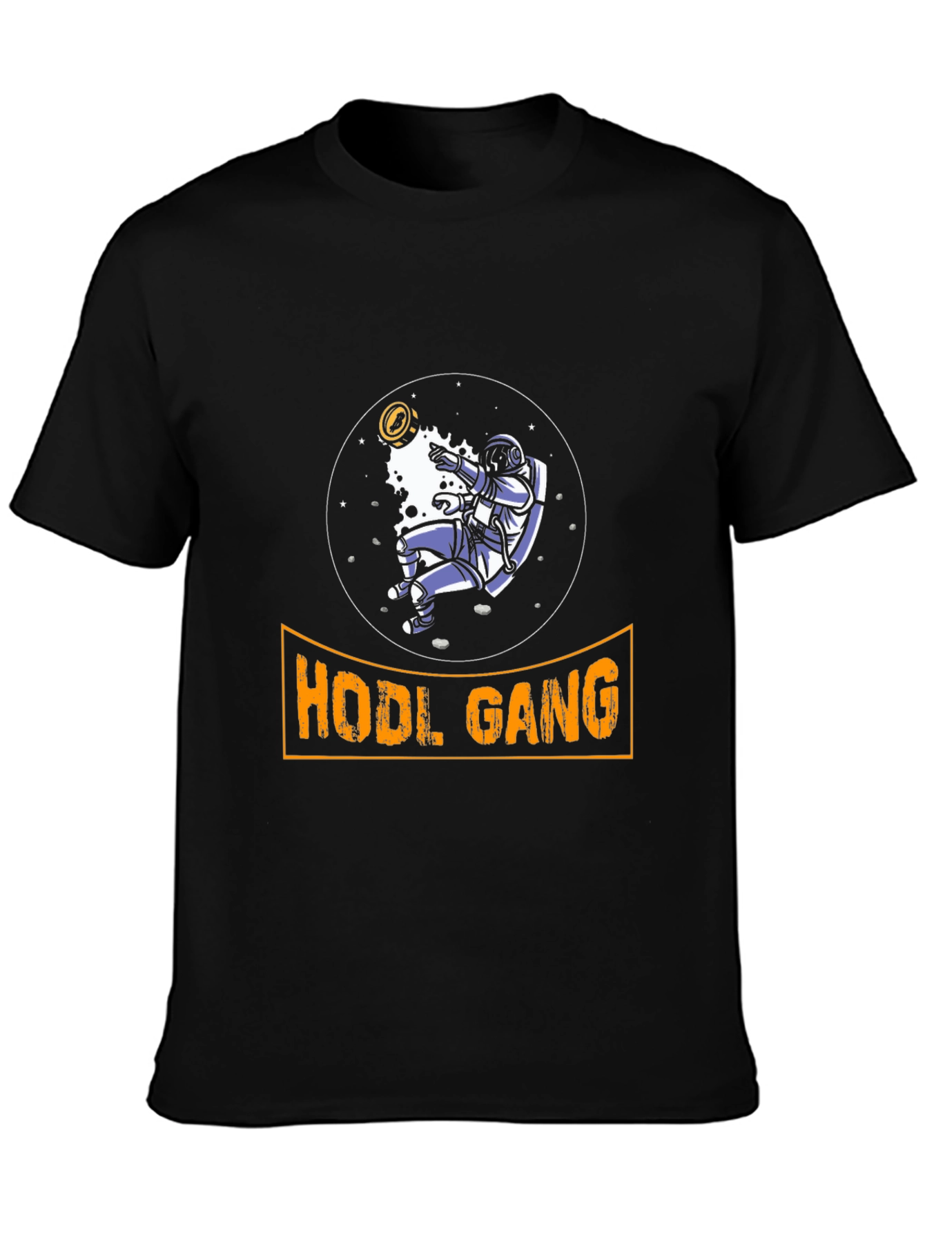 Black HODL Gang Crypto Astronaut T-Shirt view 3