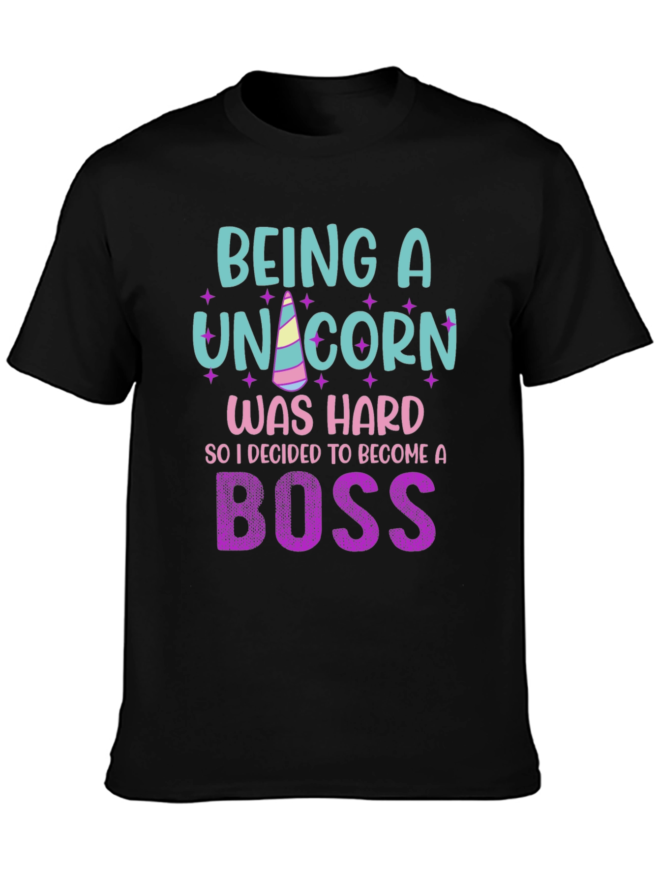 Black Being A Unicorn Was Hard - Funny Novelty T-Shirt view 3