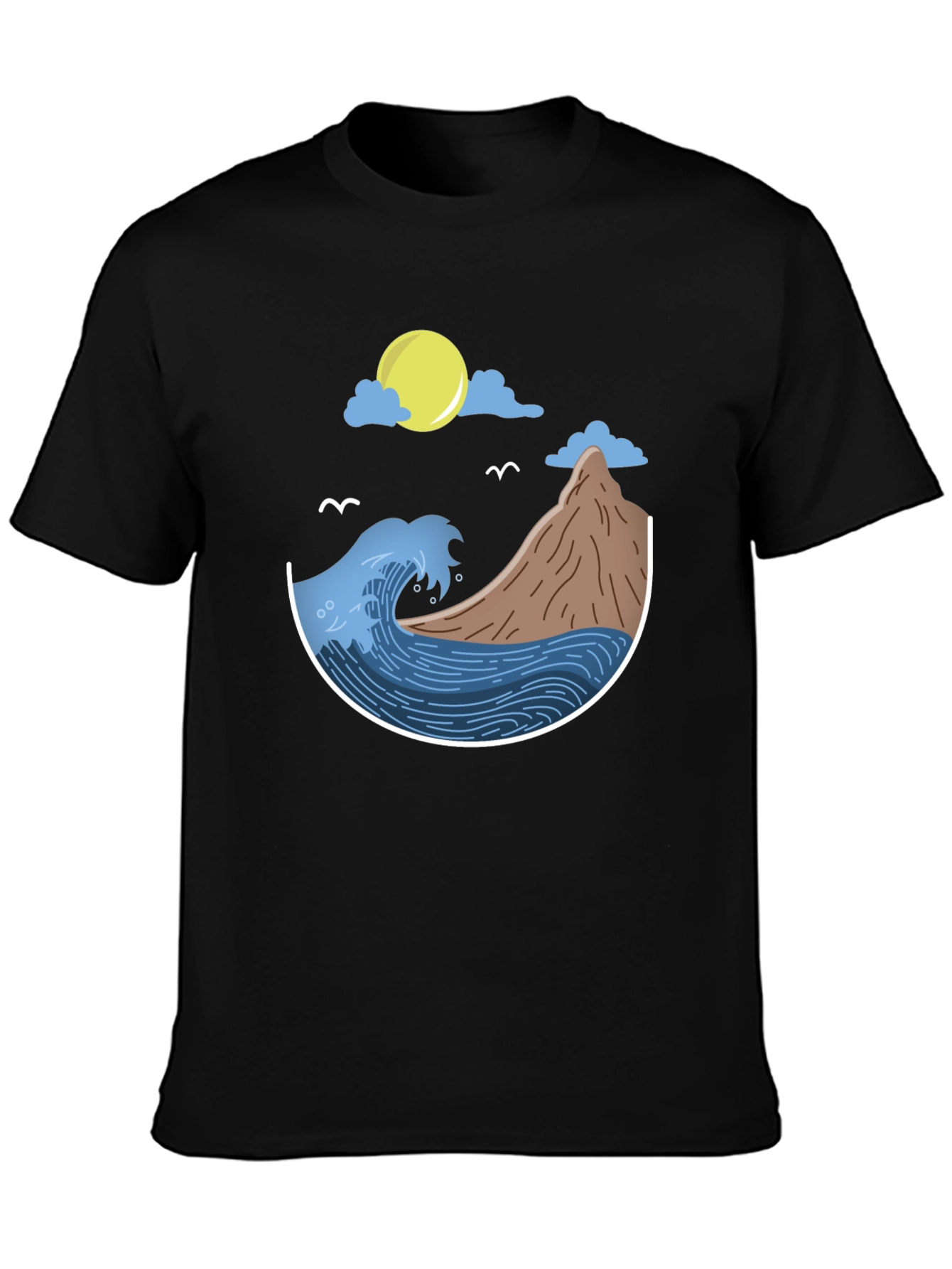 Black Ocean Scene Graphic T-Shirt - Black view 3