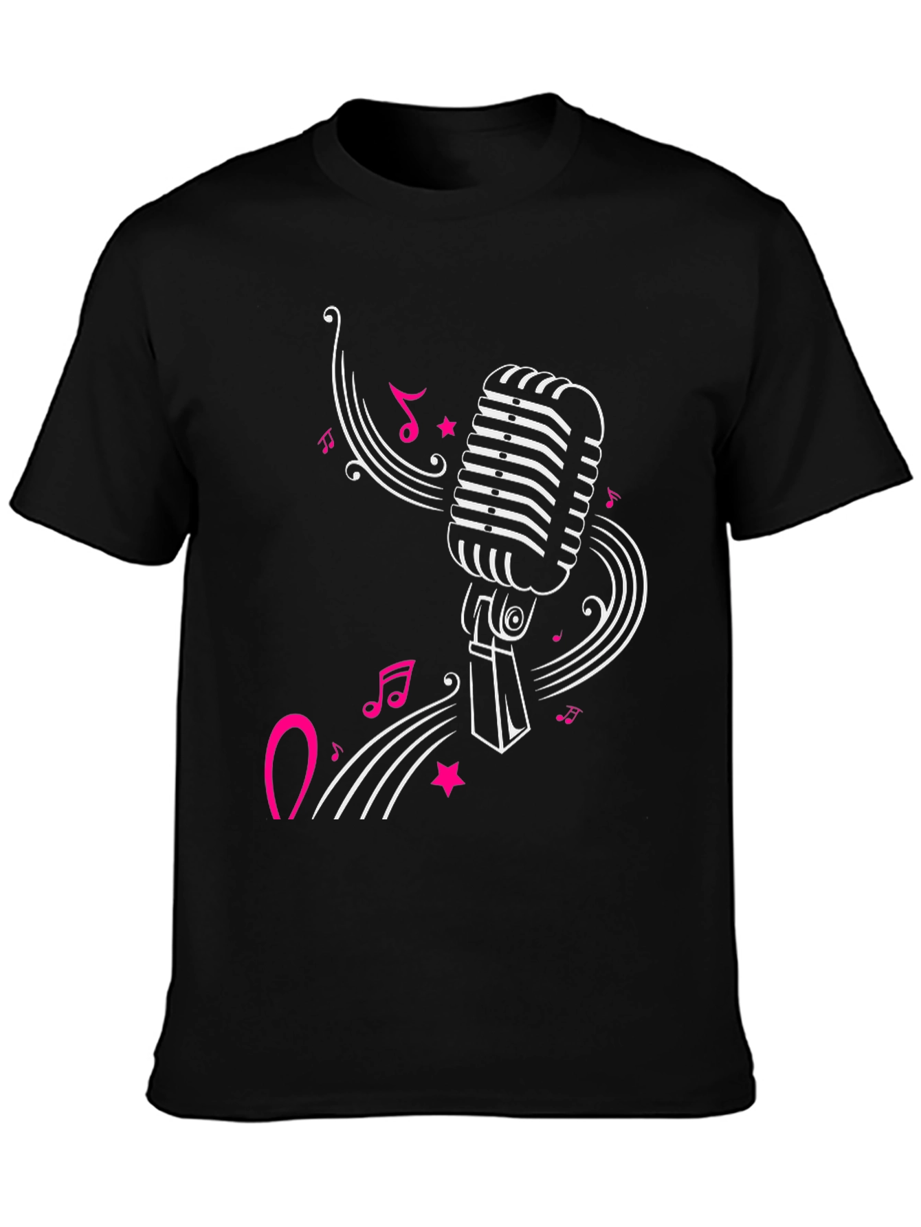Black Retro Microphone Graphic Tee - Black view 3