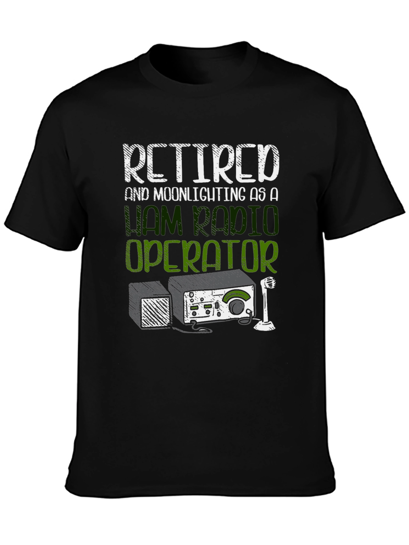 Black Retired Ham Radio Operator T-Shirt view 3