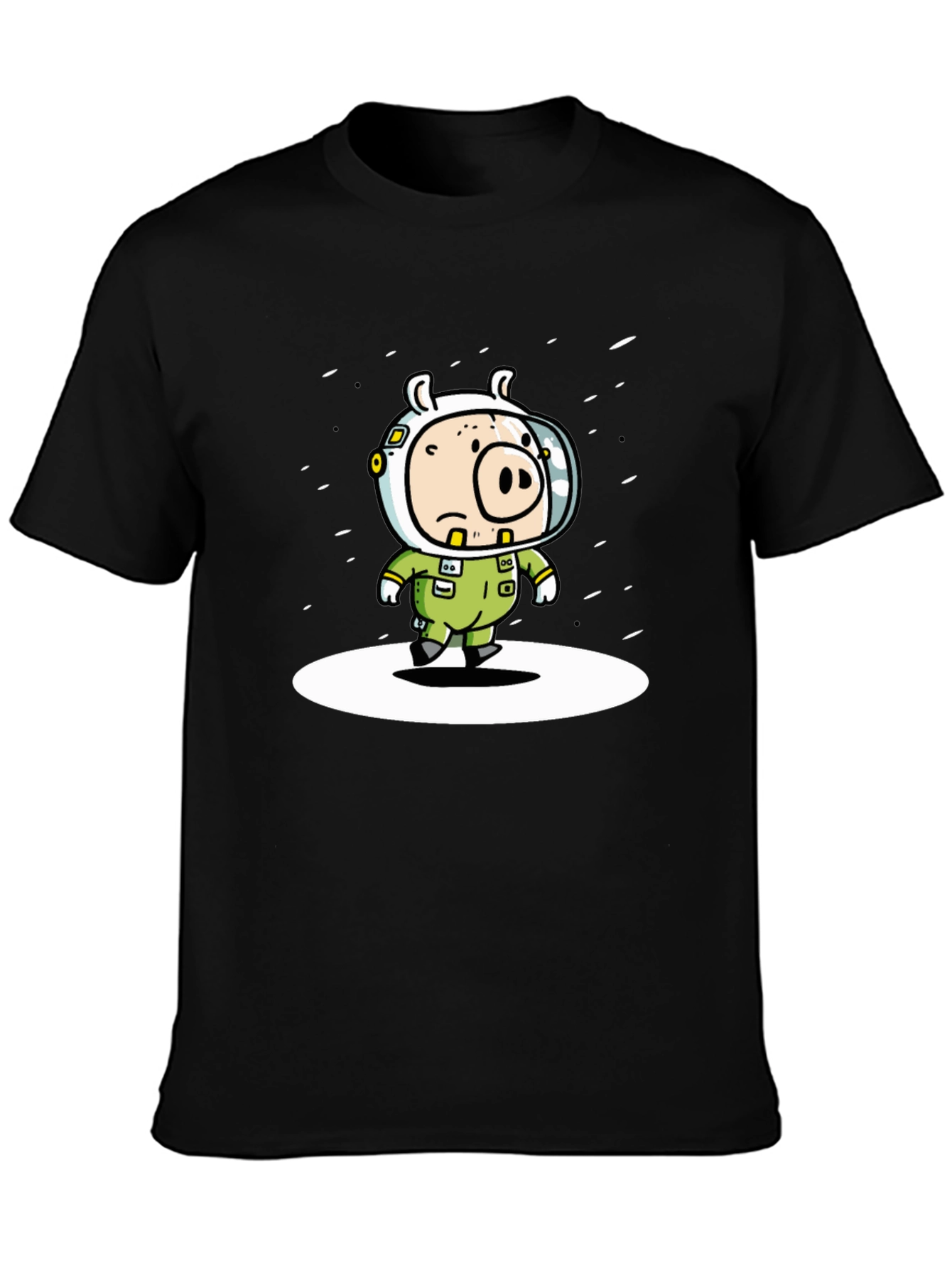 Black Astronaut Pig Graphic T-Shirt - Space Adventure Tee view 3