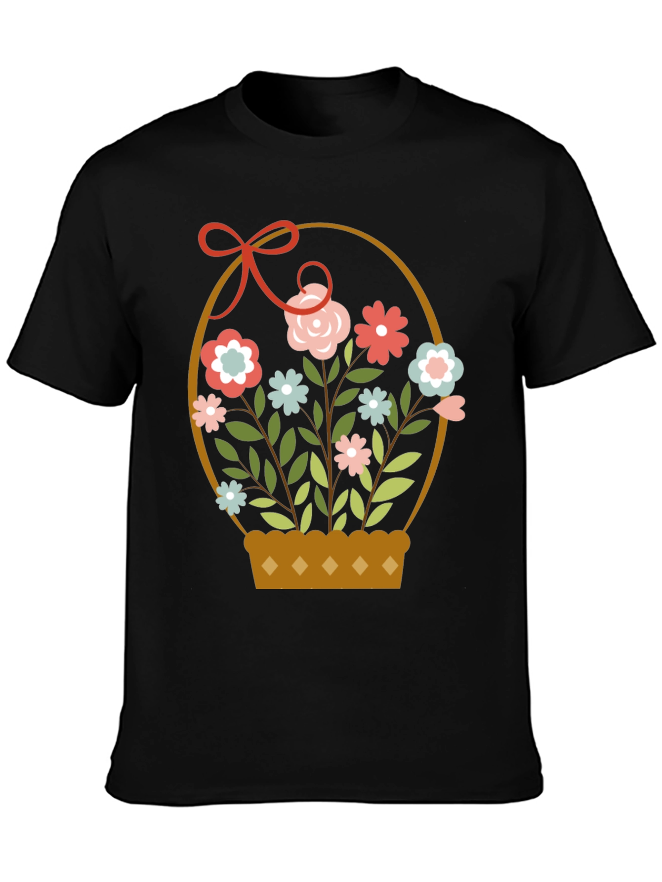 Black Floral Basket T-Shirt view 3