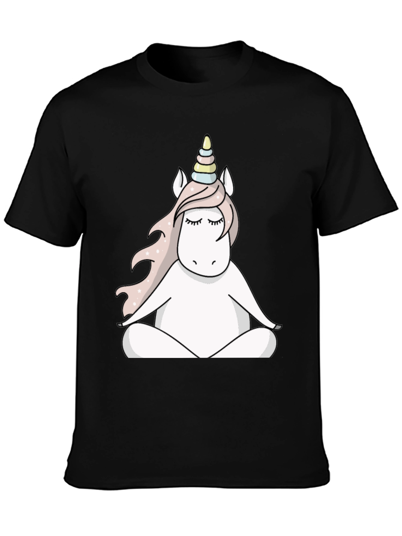 Black Unicorn Meditating T-Shirt view 3