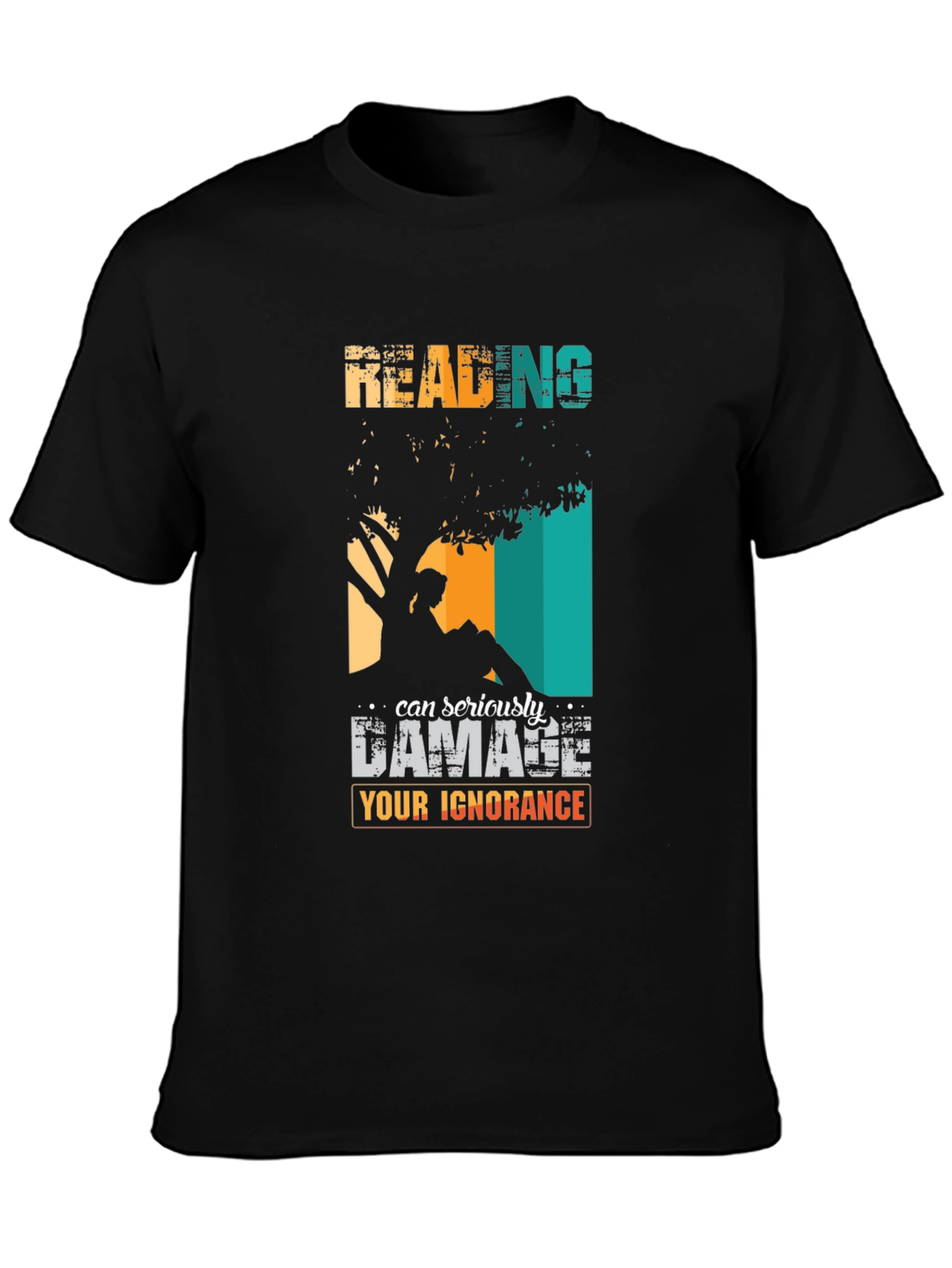 Black Reading Can Damage Ignorance Graphic Tee view 3