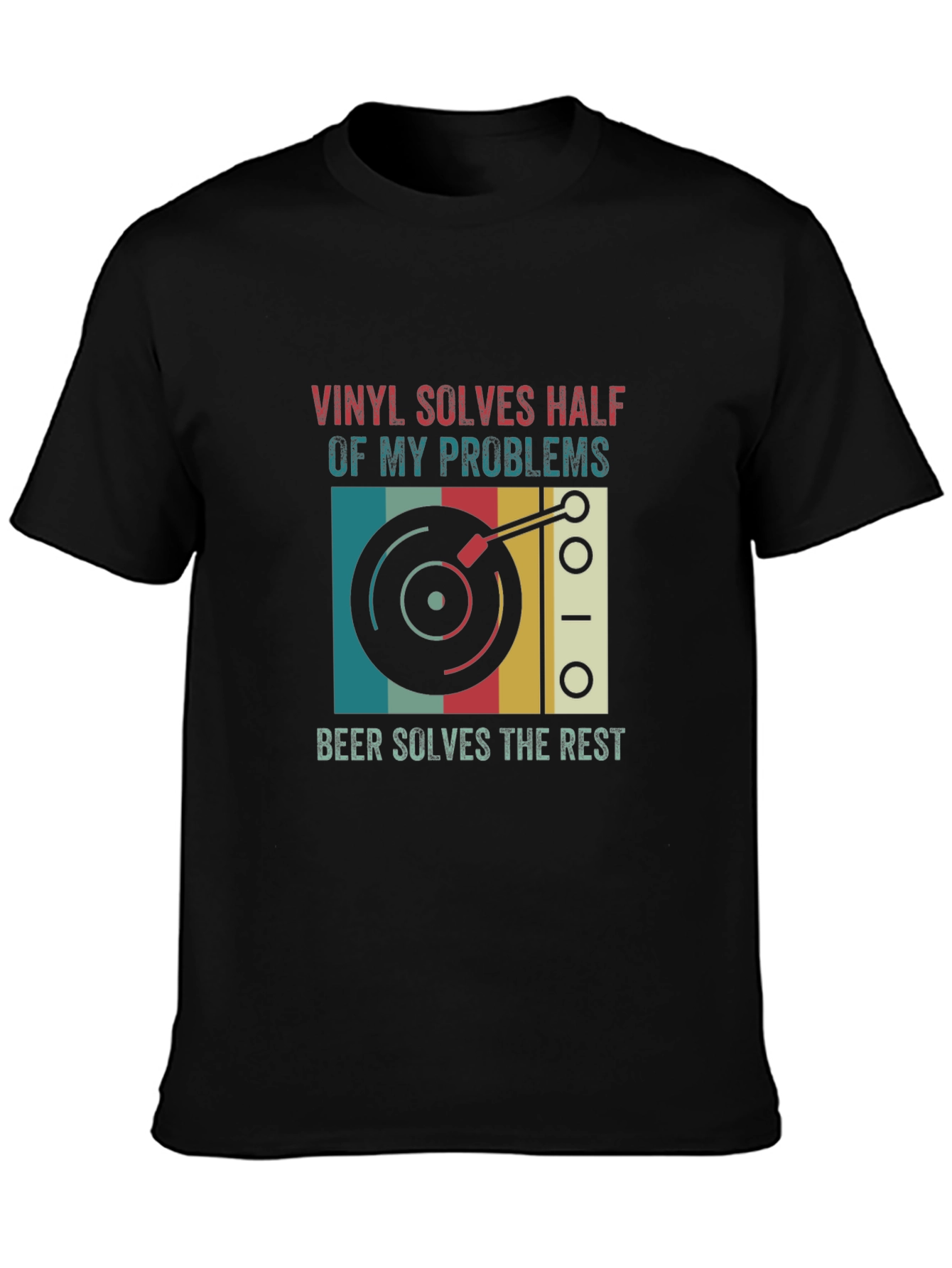 Black Vinyl and Beer Humor T-Shirt view 3