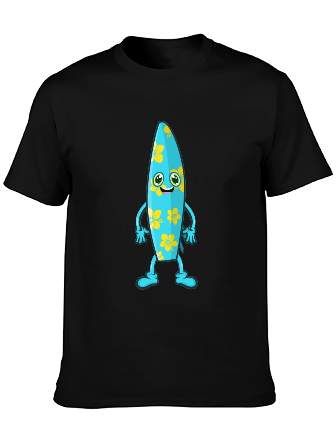Black Fun Surfboard Character Graphic Tee view 3