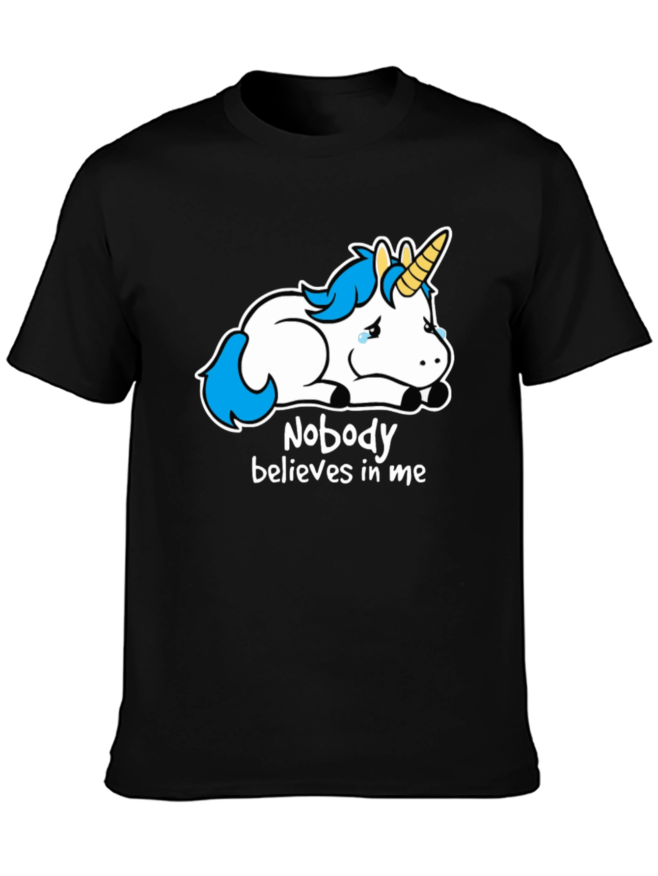 Black Sad Unicorn Graphic Tee - Nobody Believes view 3