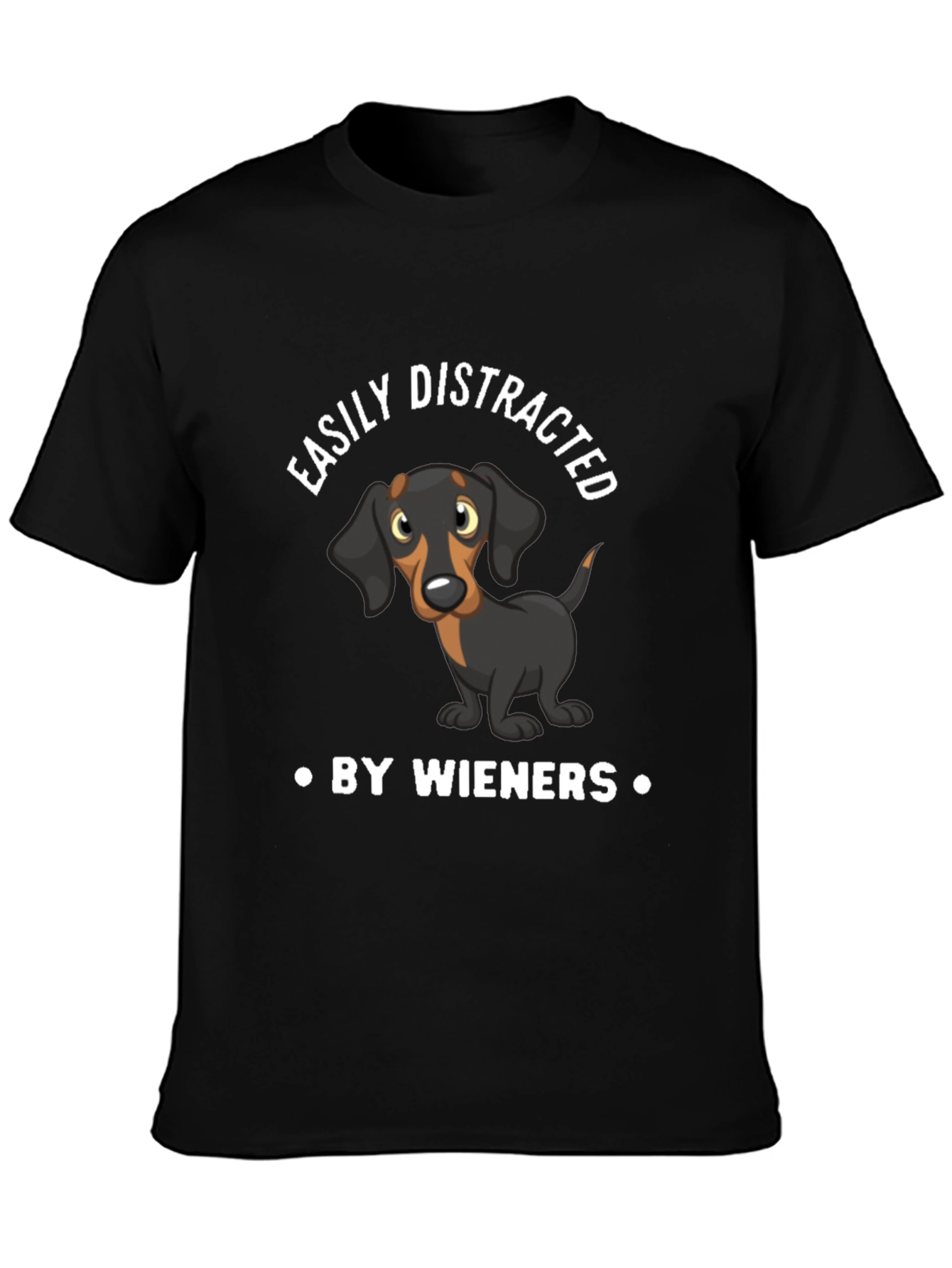Black Funny Dachshund Wieners Men's Black T-Shirt view 3