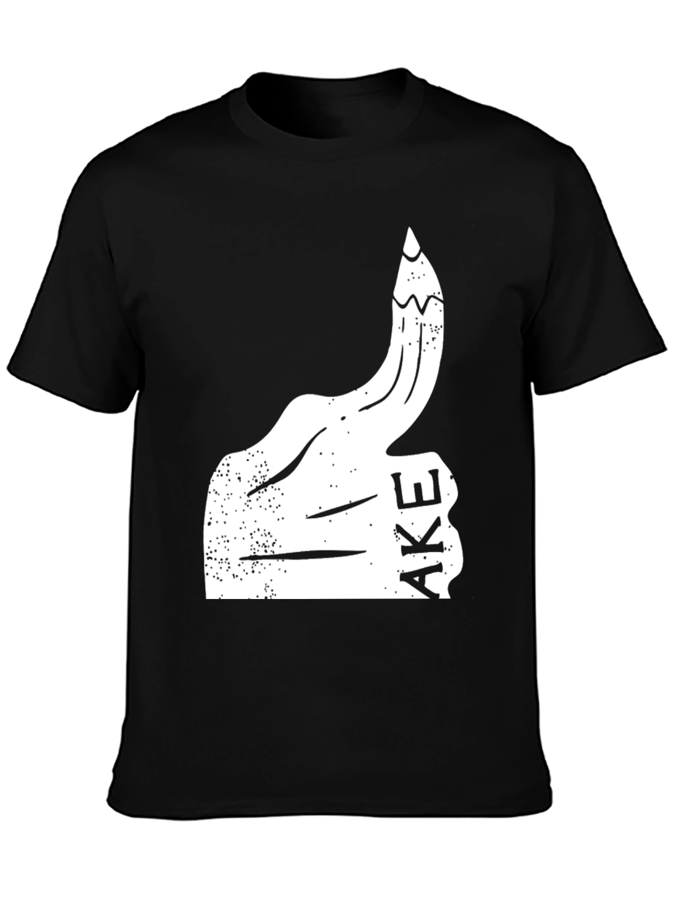Black Funny Graphic Tee - Thumbs Up Fake view 3