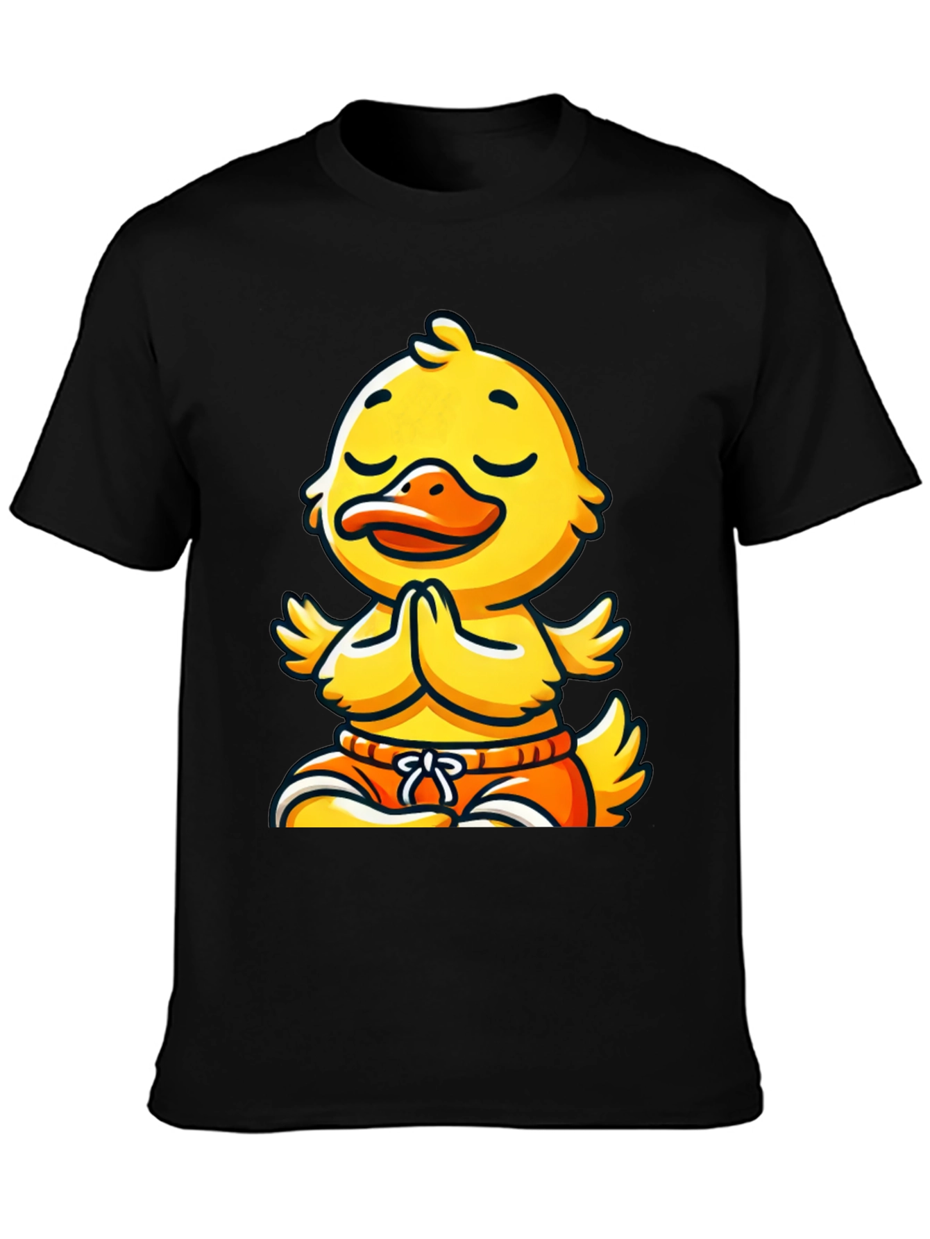Black Meditating Duck T-Shirt: Funny Yoga Animal Tee view 3